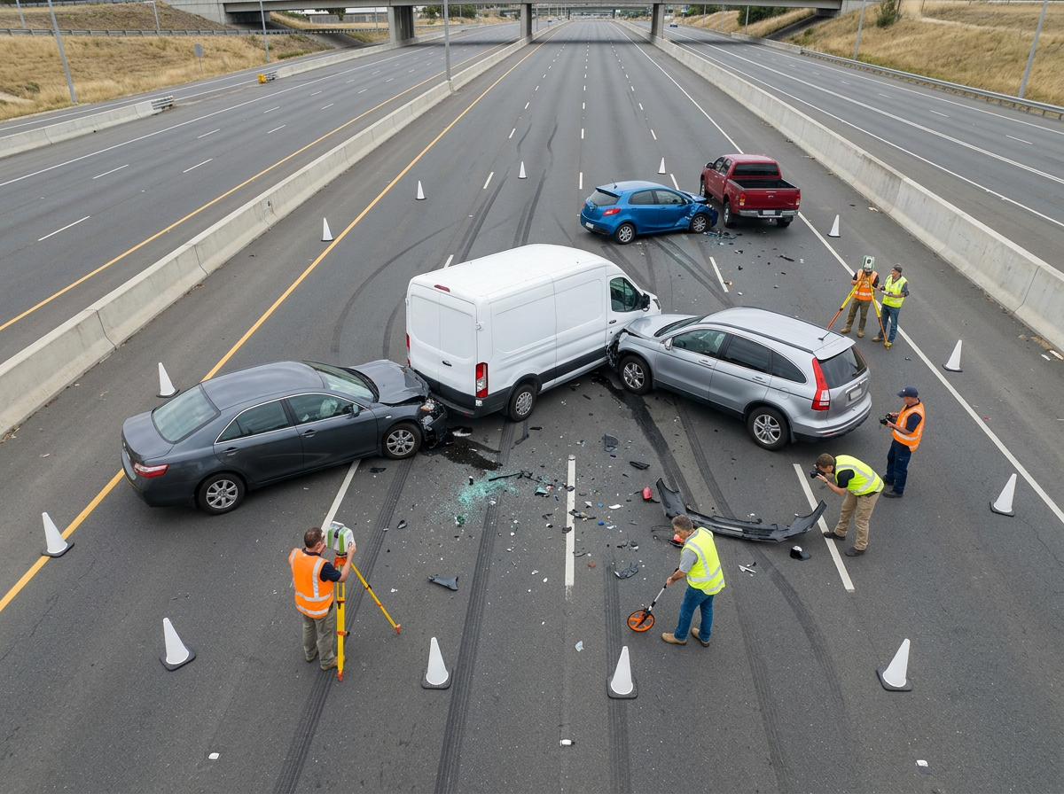 multi-vehicle crash reconstruction diagram