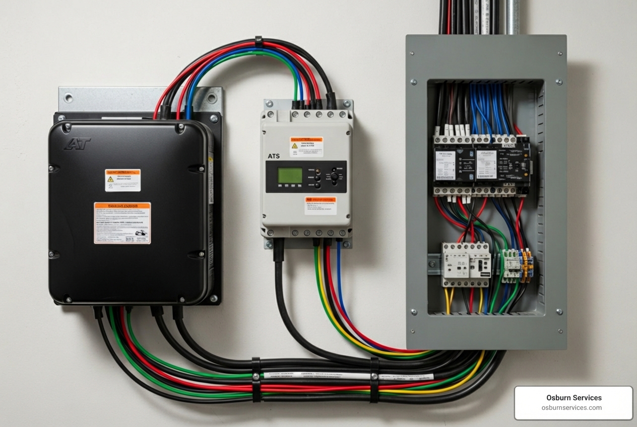 automatic transfer switch (ATS) connected to a home's electrical panel - automatic home standby generator automatic transfer switch (ATS) connected to a home's electrical panel - automatic home standby generator