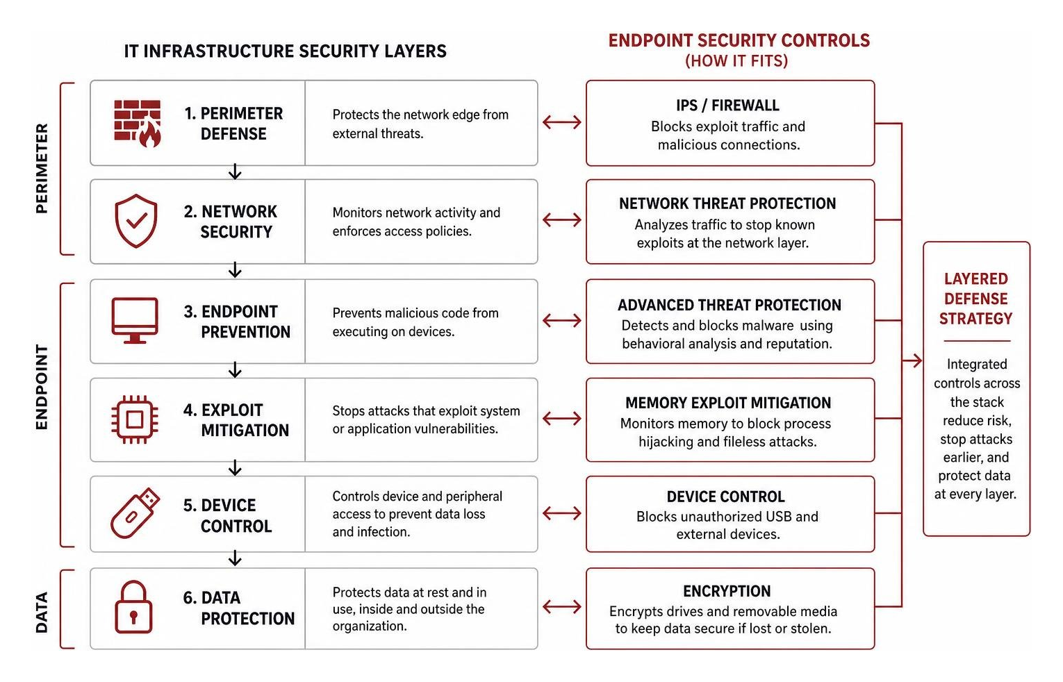 Diagram of corporate IT infrastructure security layers showing how broadcom endpoint security fits into a broader defense Diagram of corporate IT infrastructure security layers showing how broadcom endpoint security fits into a broader defense