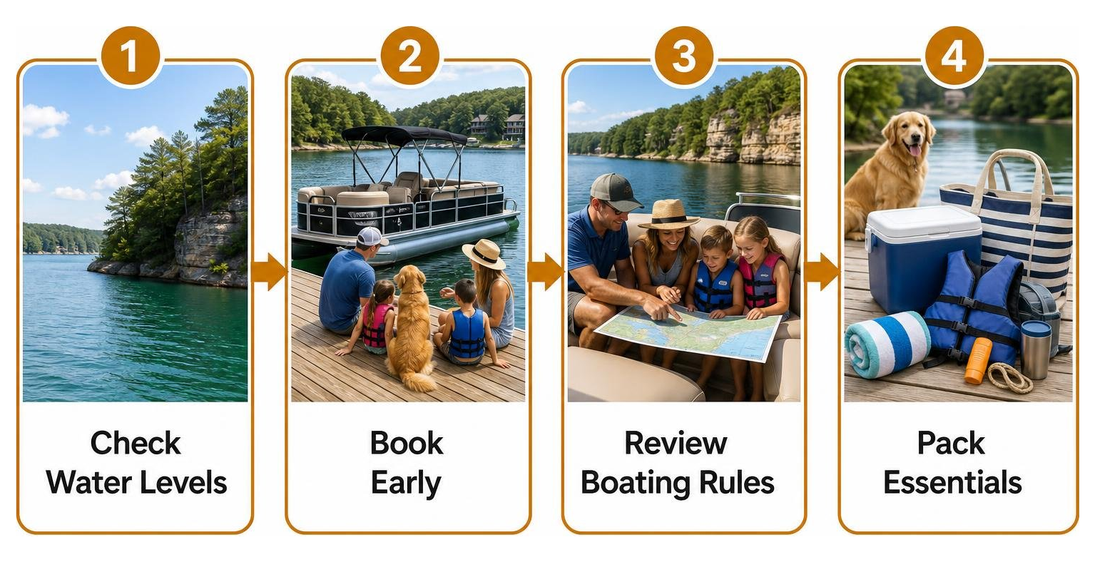 Vacation Planning Process: Check Water Levels, Book Early, Review Boating Rules, Pack Essentials