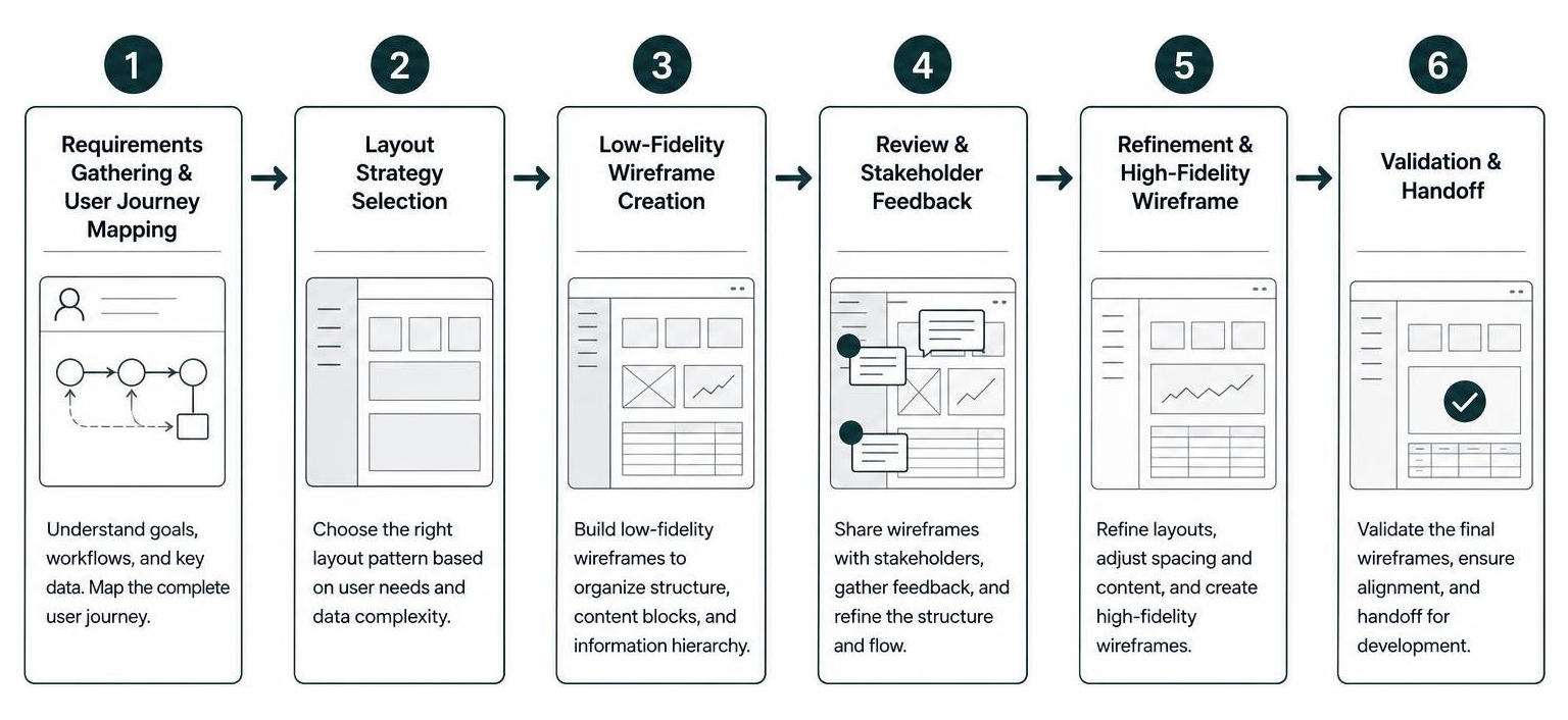 Step-by-step wireframe prototyping workflow