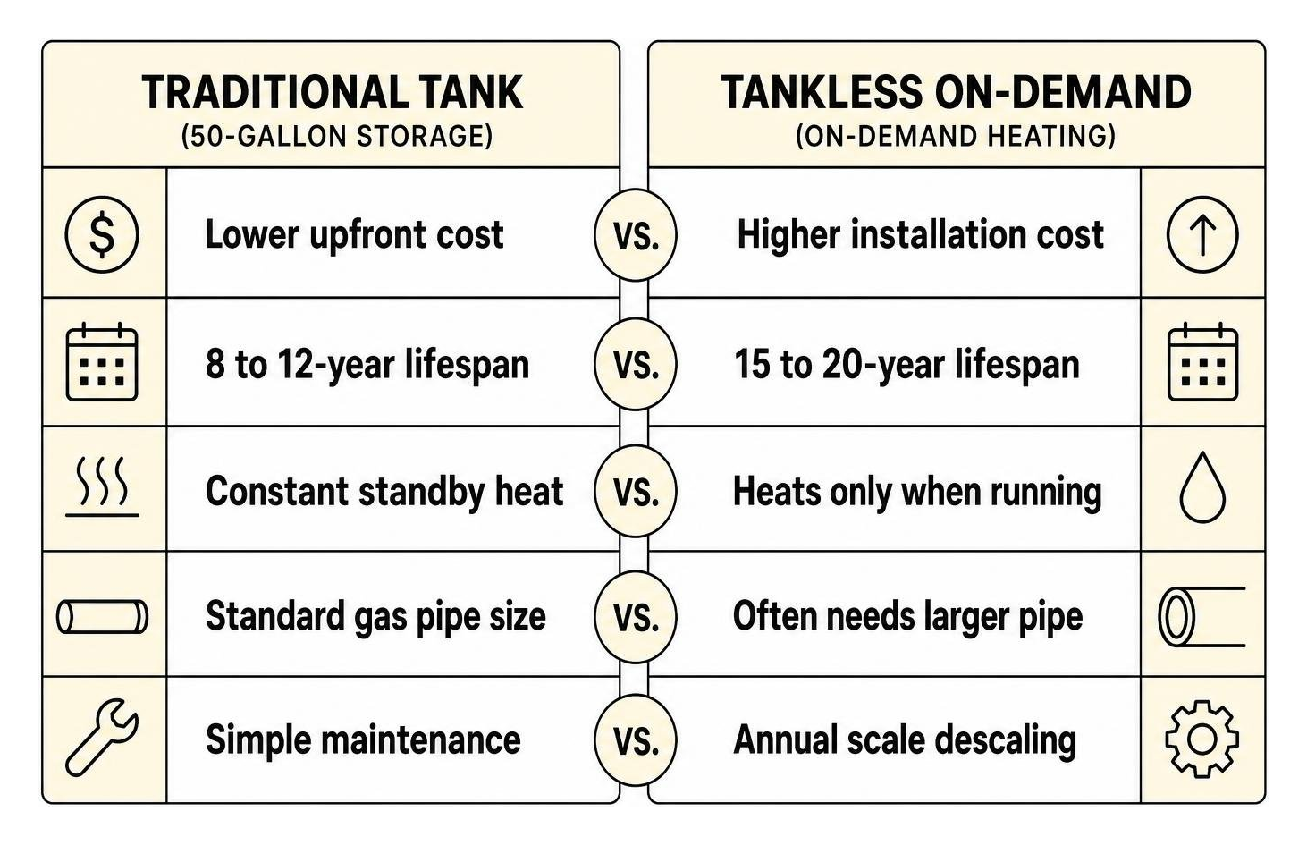 comparison diagram of tank storage versus on demand tankless comparison diagram of tank storage versus on demand tankless