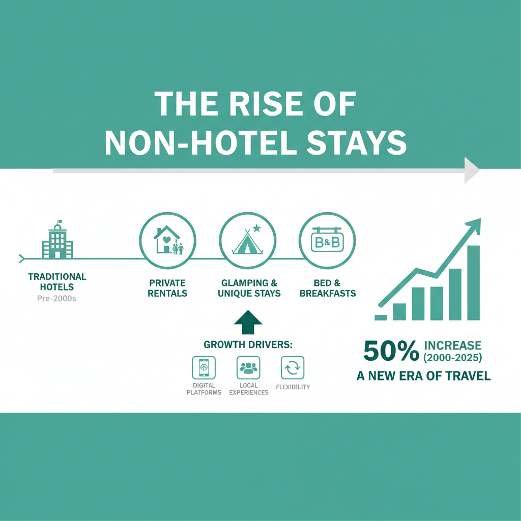 explaining the growth of non-hotel lodging options - Travel Accommodation Types infographic