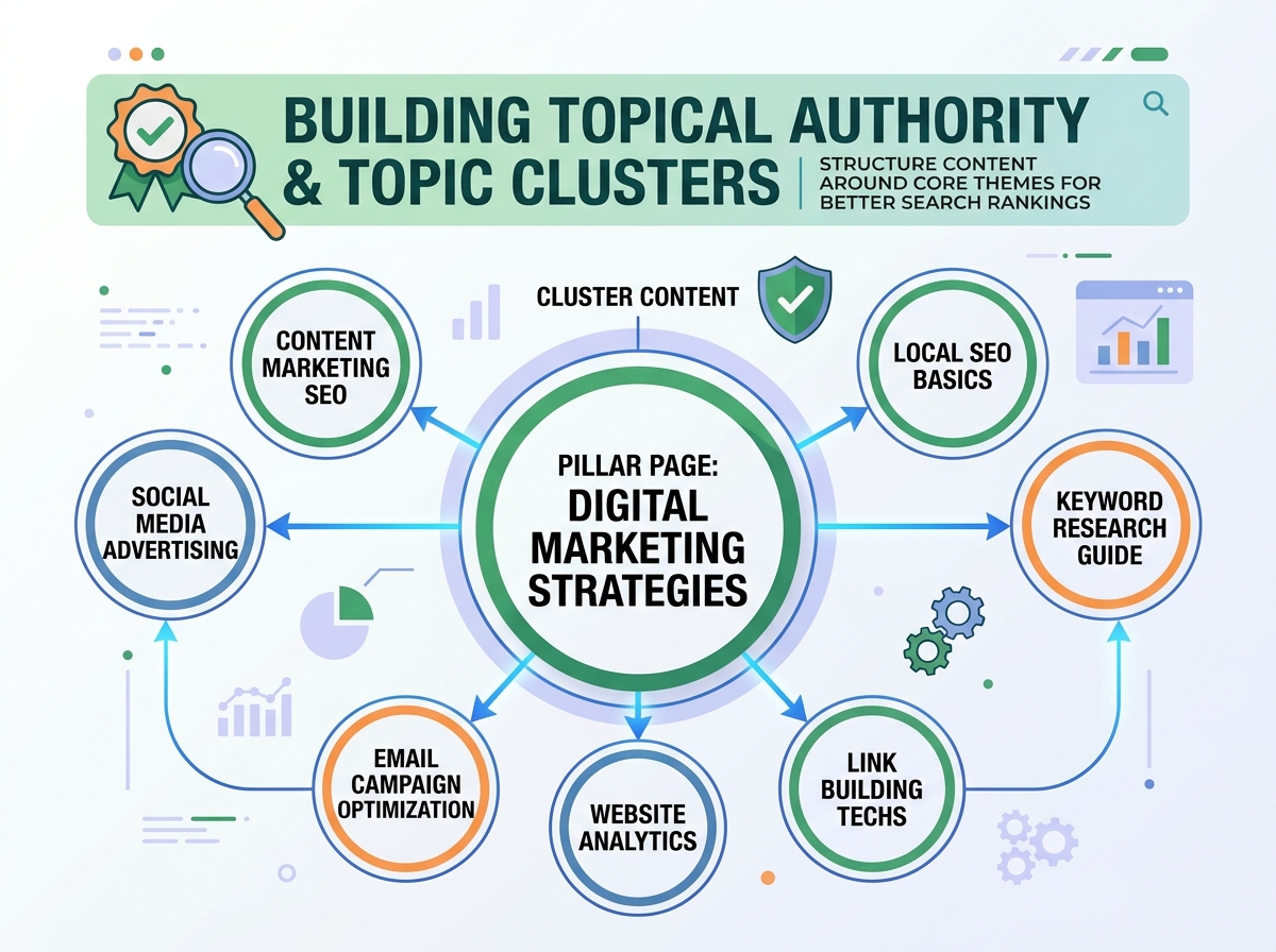 Google's Knowledge Graph showing connections between entities - Topic Clusters and Topical Authority