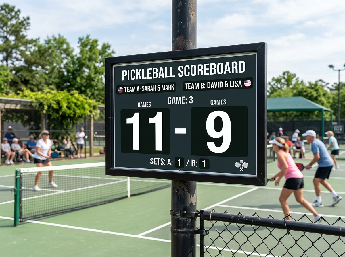 Pickleball scoreboard showing 11-9 score - pickleball scoring rules