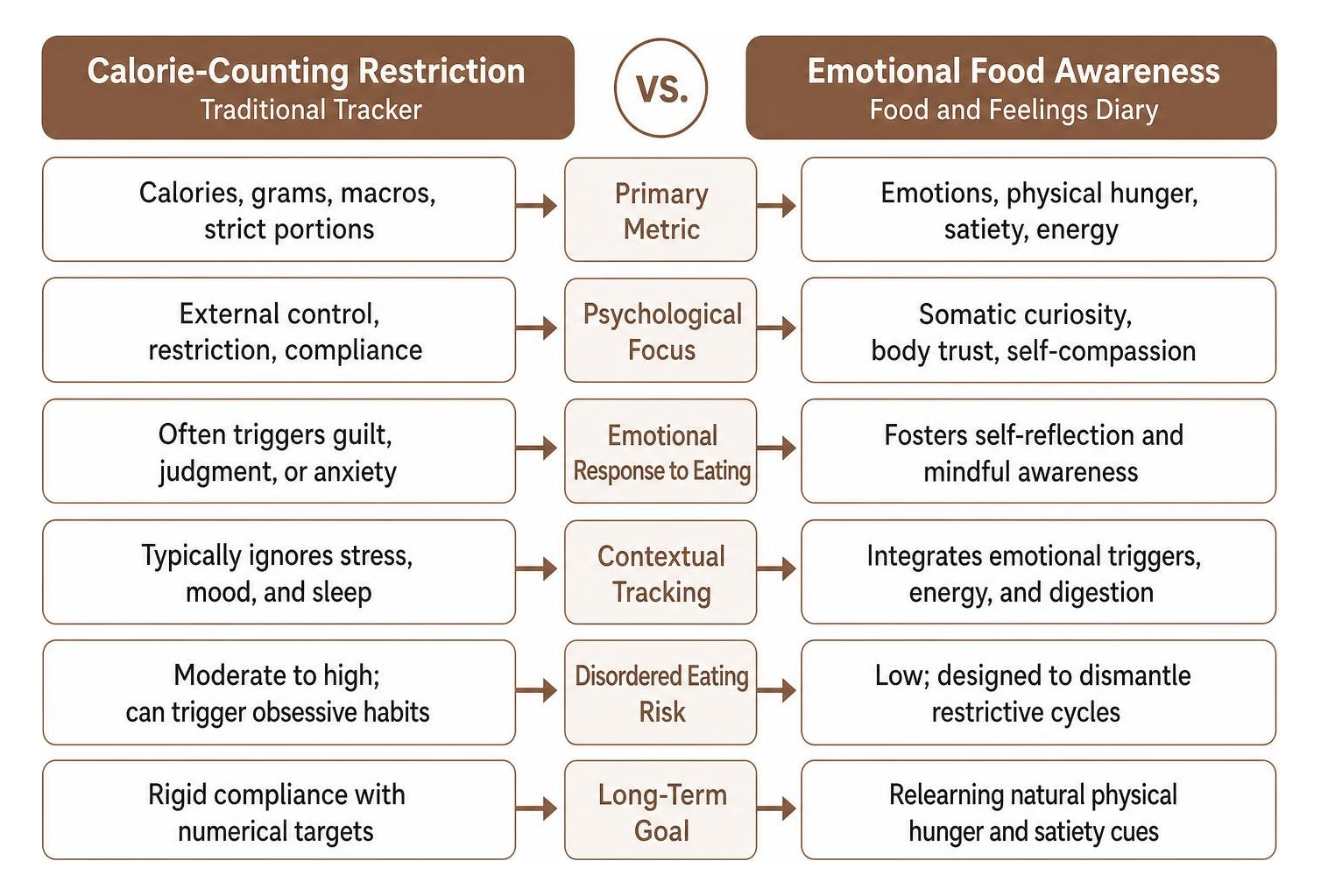 Comparison between calorie-counting restriction and emotional food awareness Comparison between calorie-counting restriction and emotional food awareness