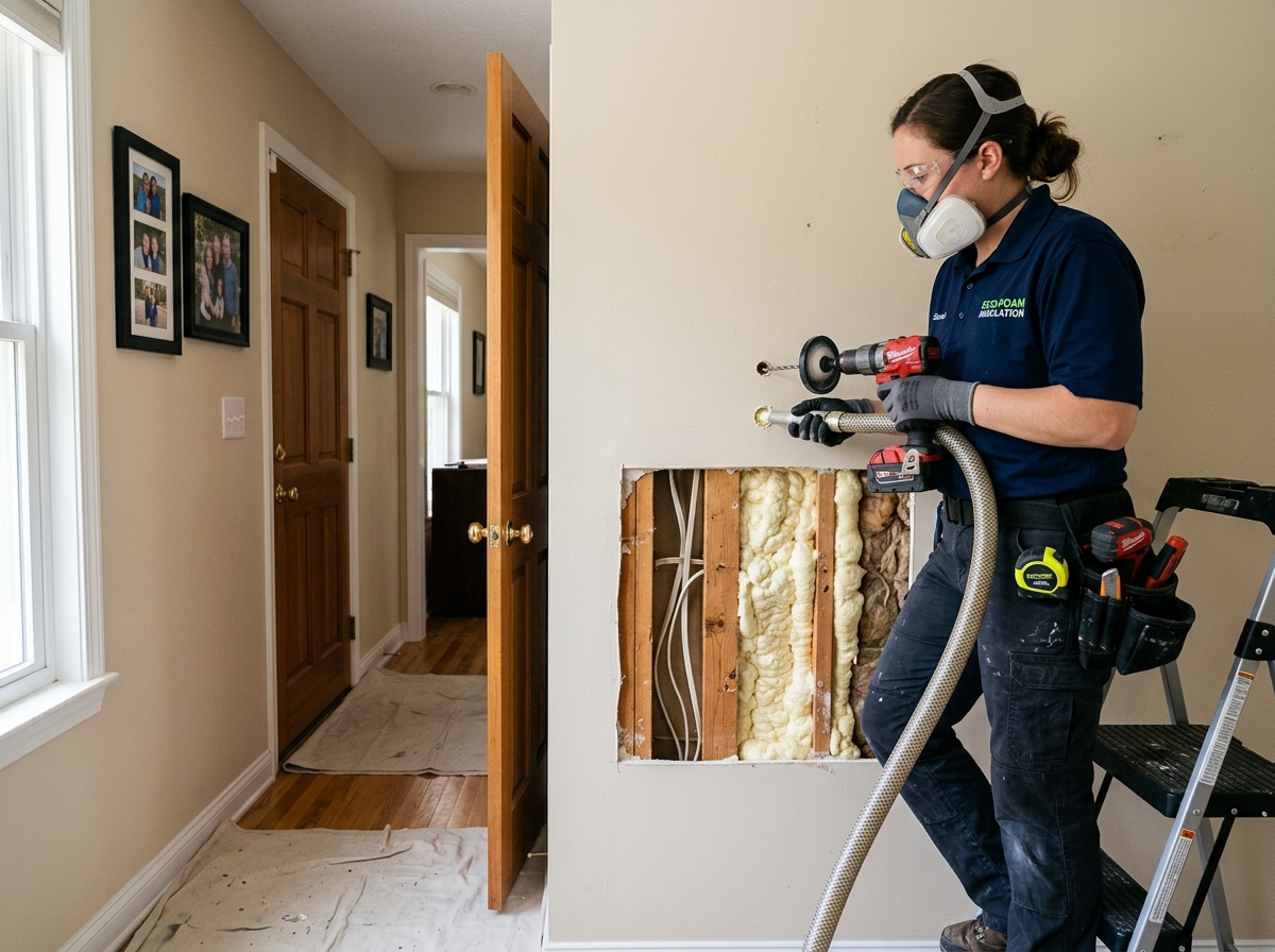 process of injecting foam insulation into an existing wall cavity - exterior wall insulation costs