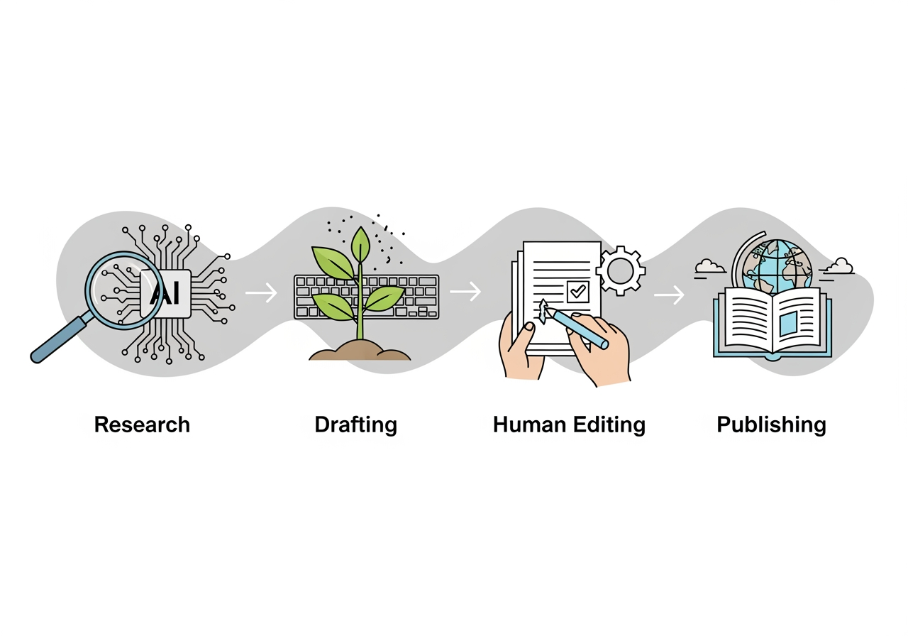 AI Strategy Workflow: Research, Draft, Human Edit, Publish - AI tools for SEO
