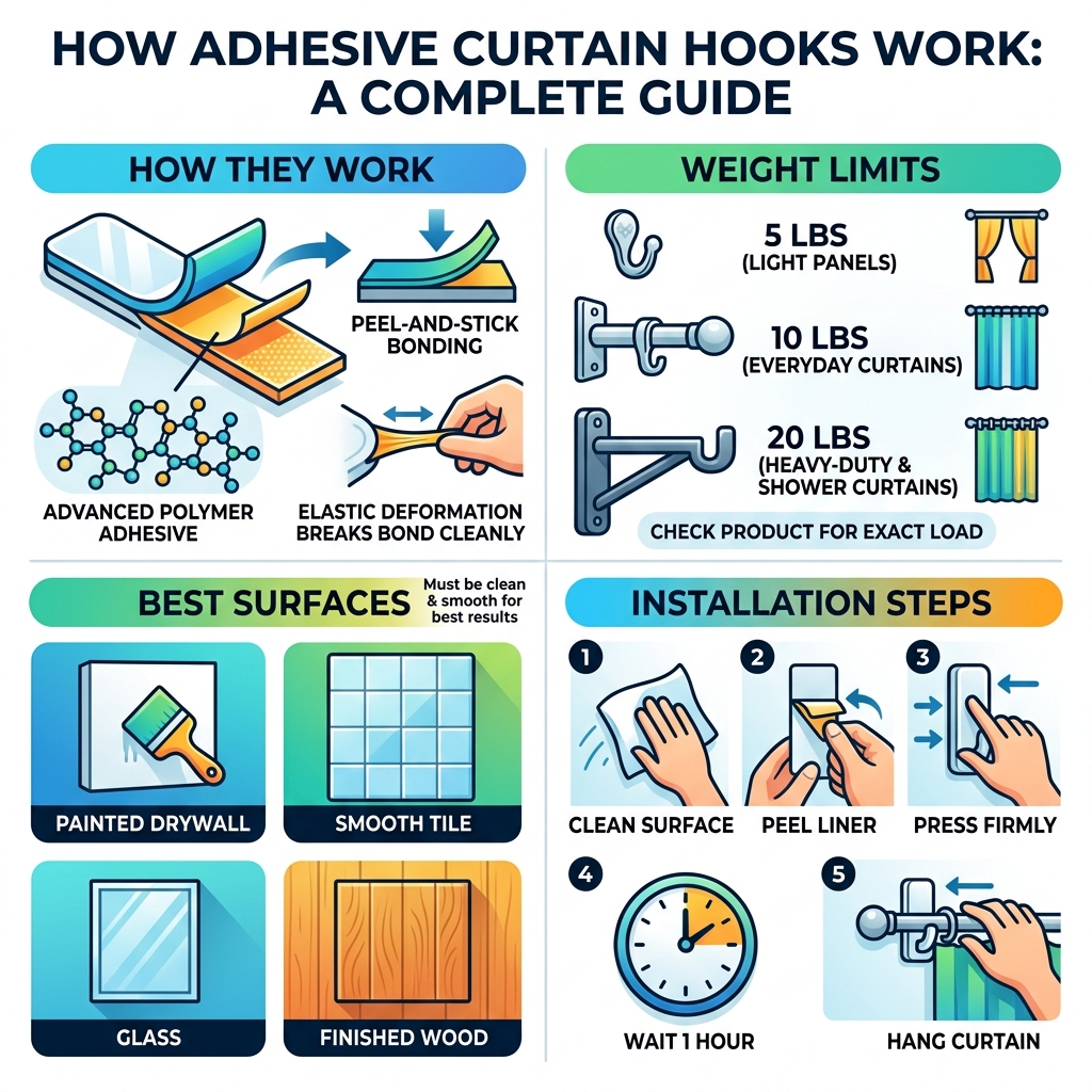 How adhesive curtain hooks work: types, weight limits, surfaces, and installation steps - adhesive hooks for curtains How adhesive curtain hooks work: types, weight limits, surfaces, and installation steps - adhesive hooks for curtains