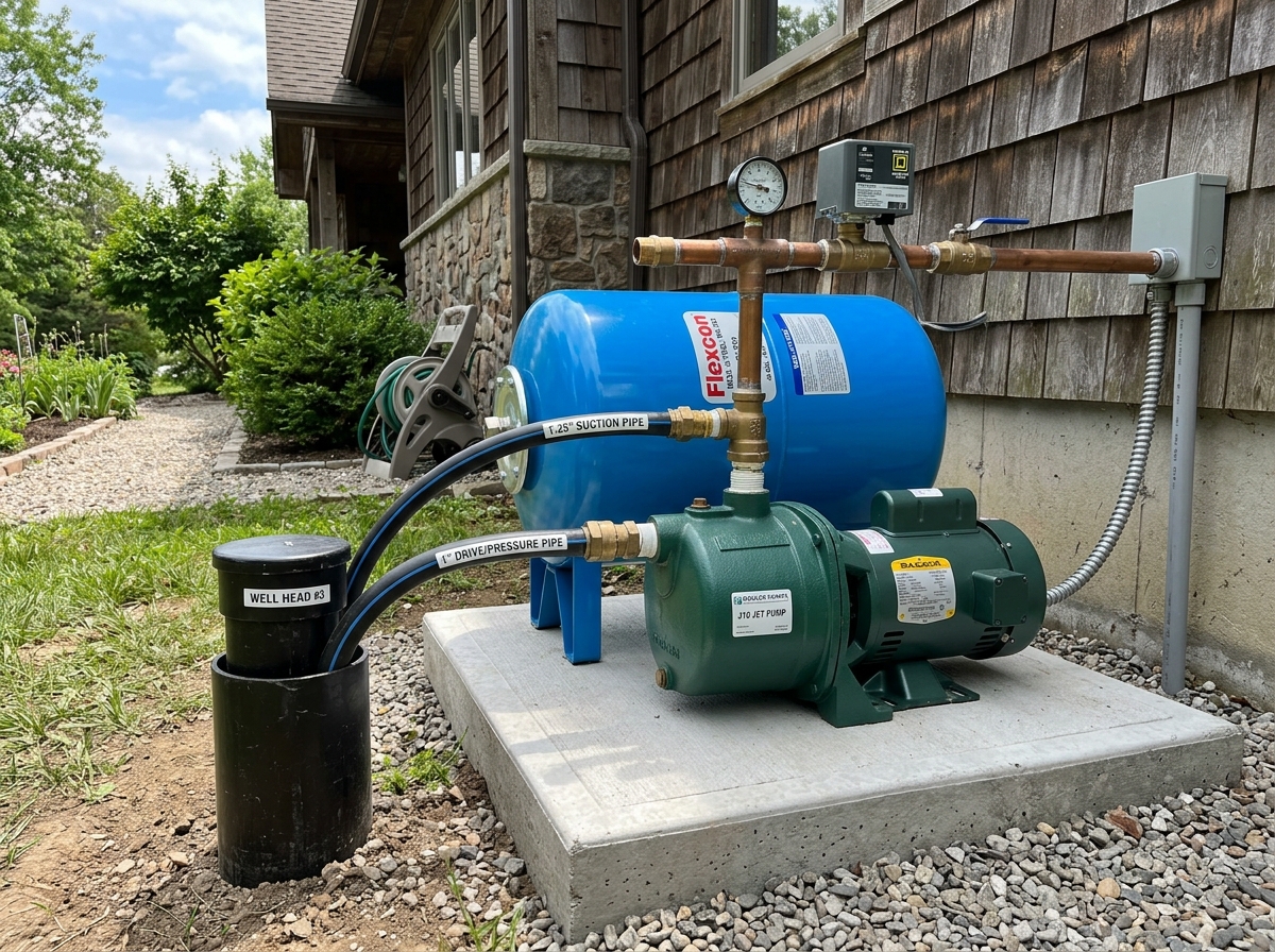 deep well jet pump assembly - deep well jet pump and tank