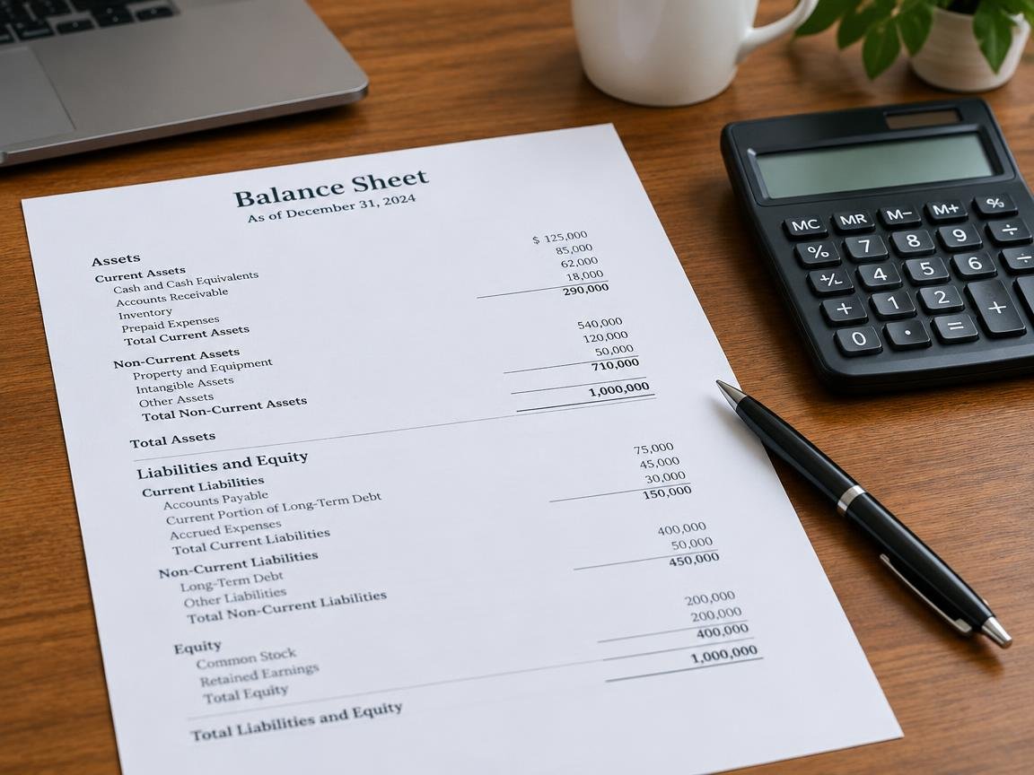 financial balance sheet comparing assets liabilities and fund balances