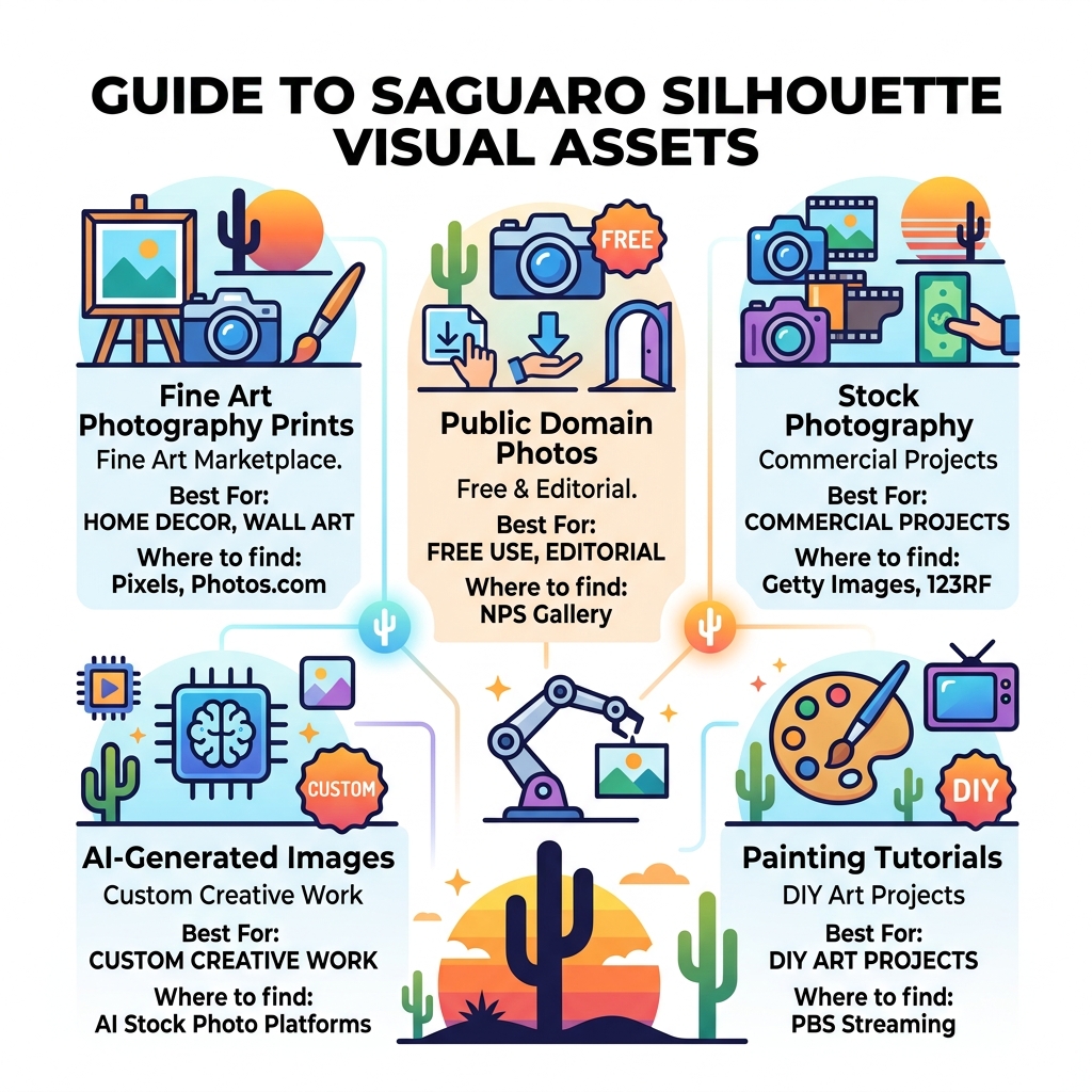 Infographic showing types of saguaro silhouette shadow visual assets and where to find them - saguaro silhouette shadows Infographic showing types of saguaro silhouette shadow visual assets and where to find them - saguaro silhouette shadows