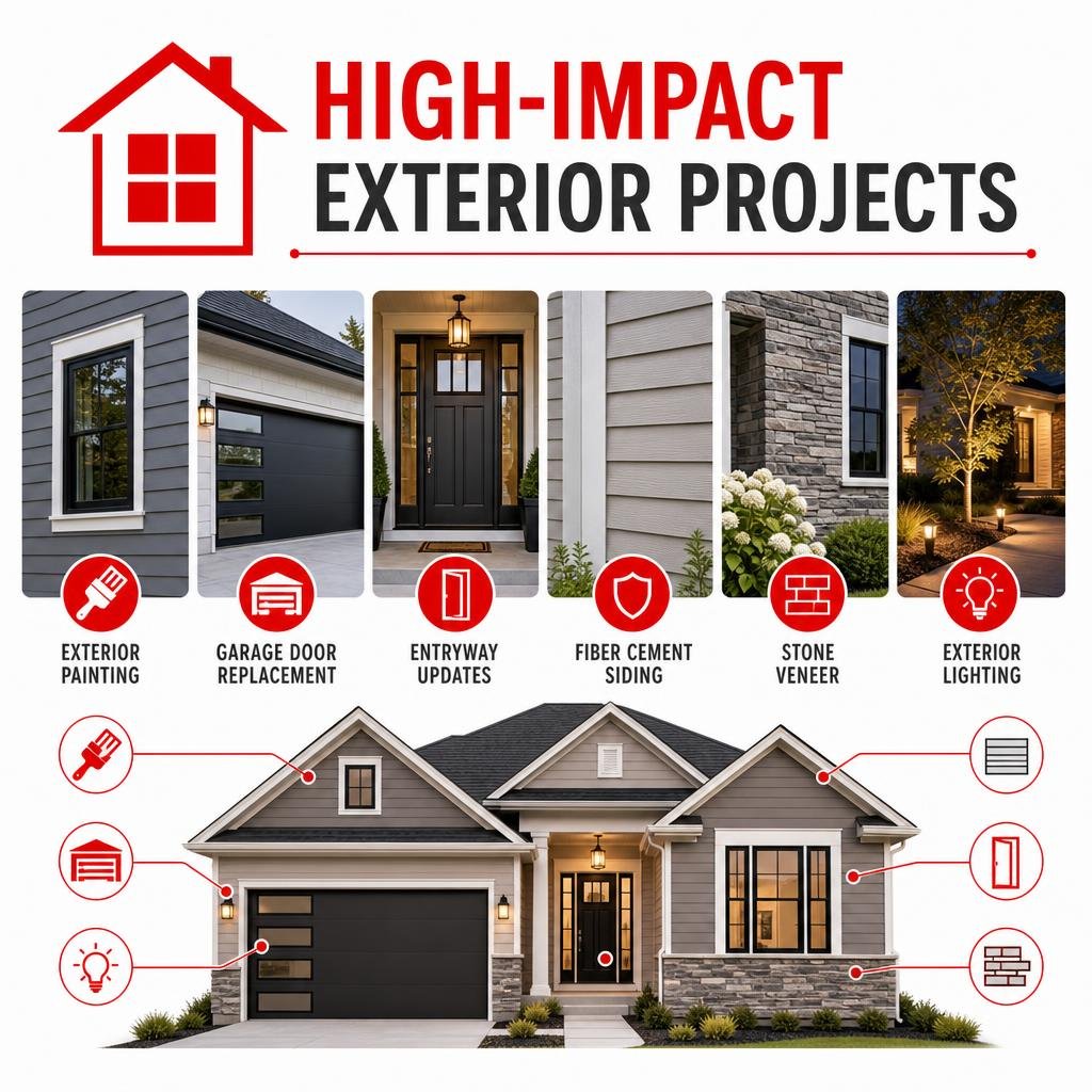 High-Impact Exterior Projects infographic