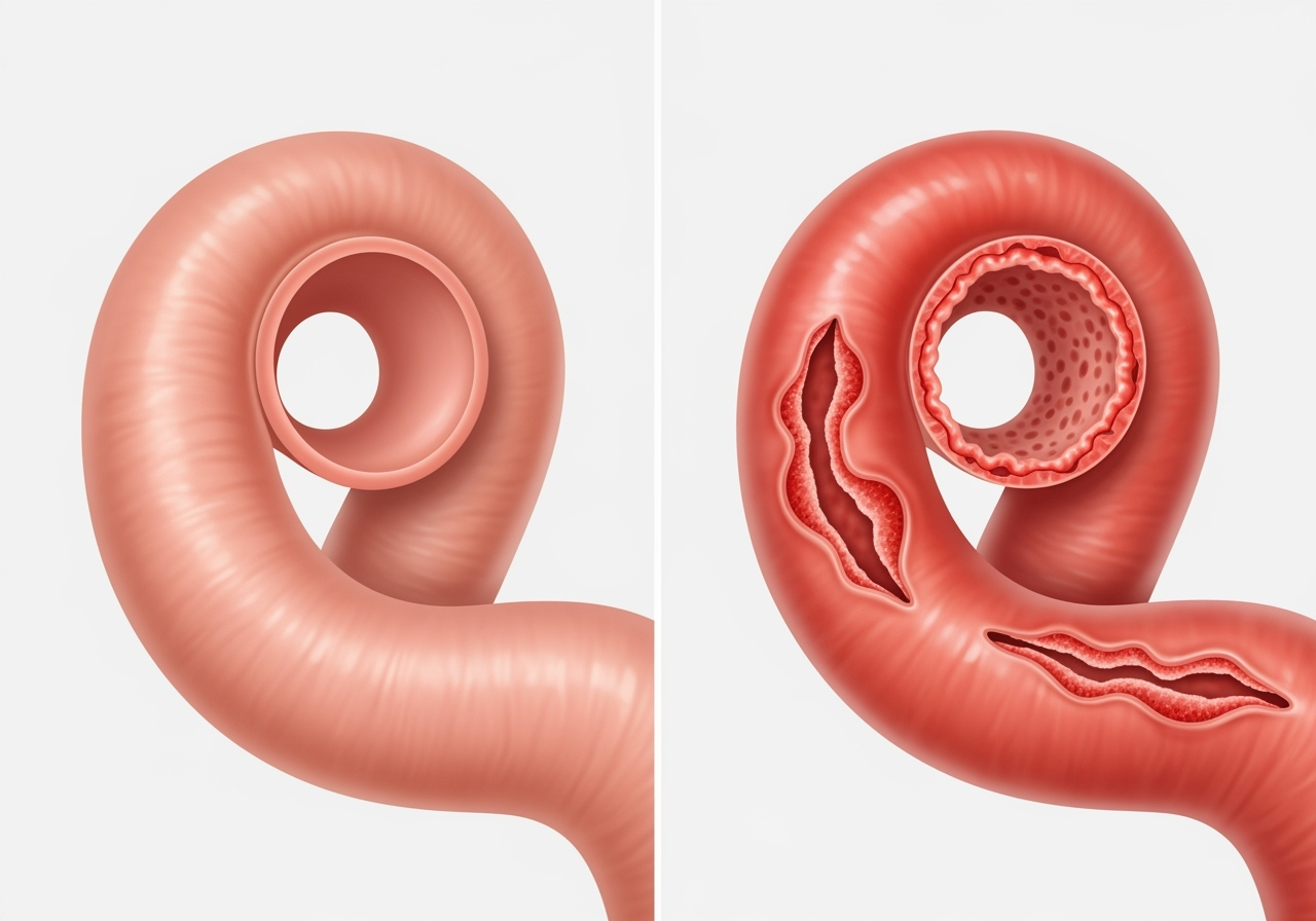 healthy esophagus vs. one affected by acid reflux - alkaline water acid reflux disease