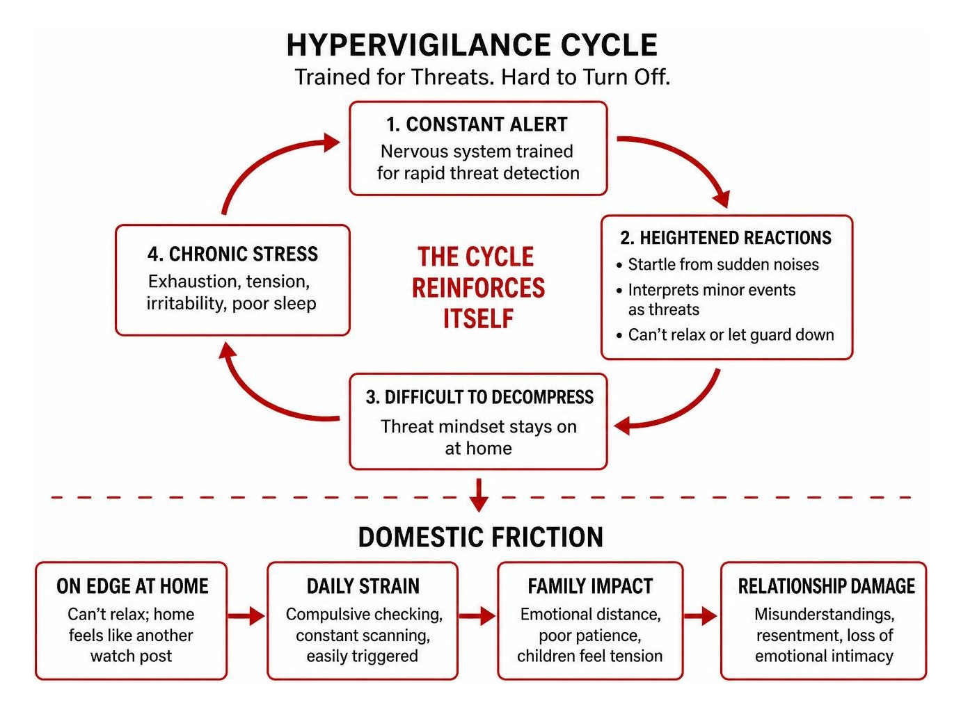 Hypervigilance cycle and domestic friction diagram Hypervigilance cycle and domestic friction diagram