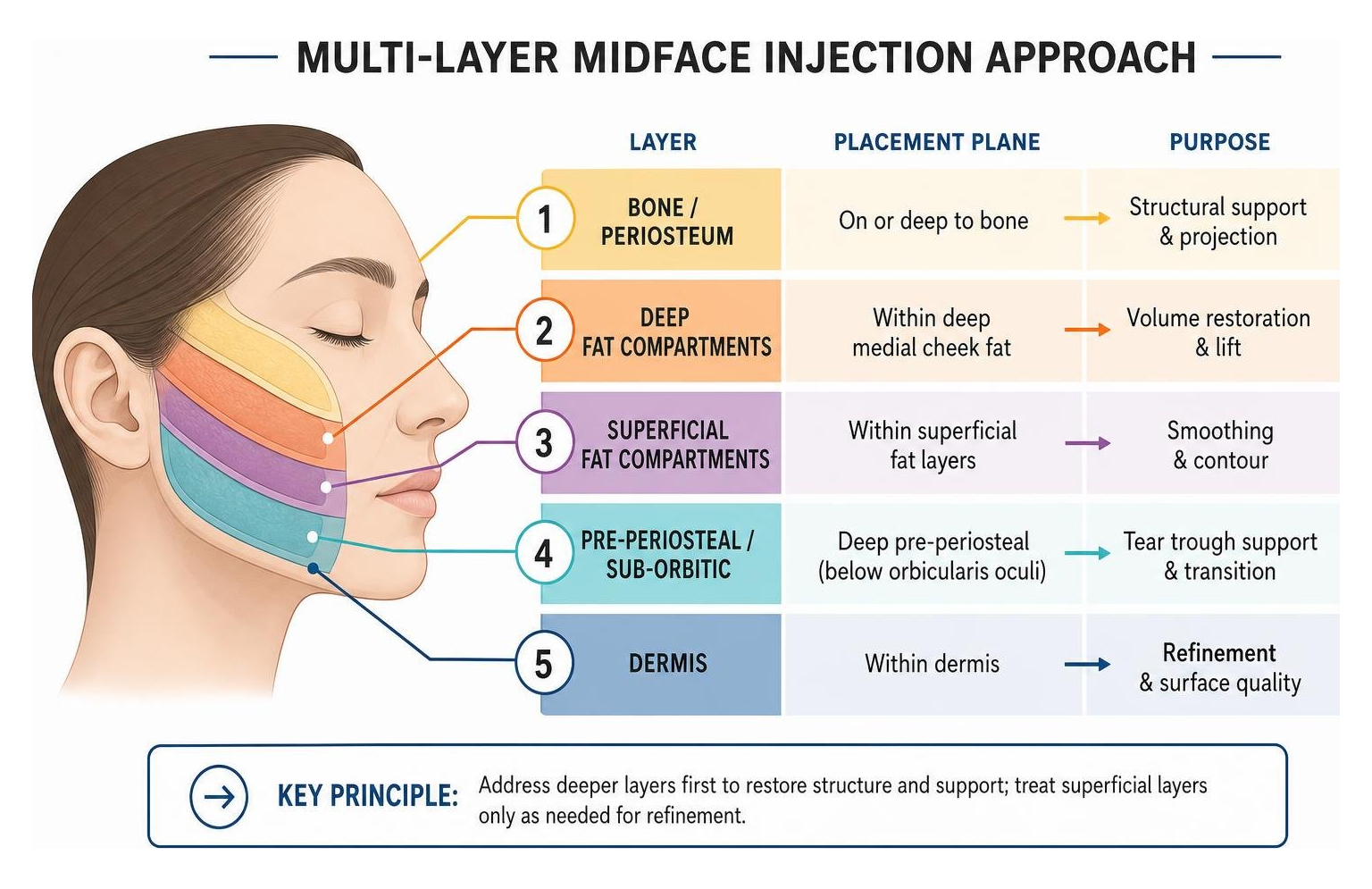 multi-layer midface injection approach