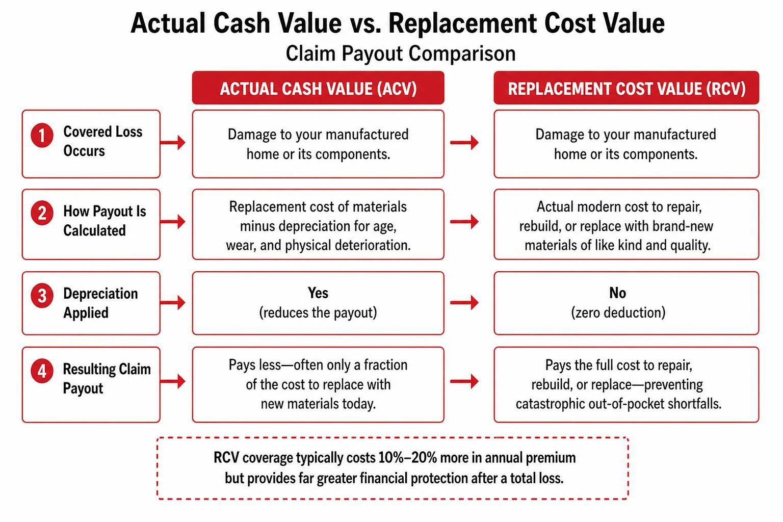 comparison flowchart of actual cash value versus replacement cost claim payout comparison flowchart of actual cash value versus replacement cost claim payout