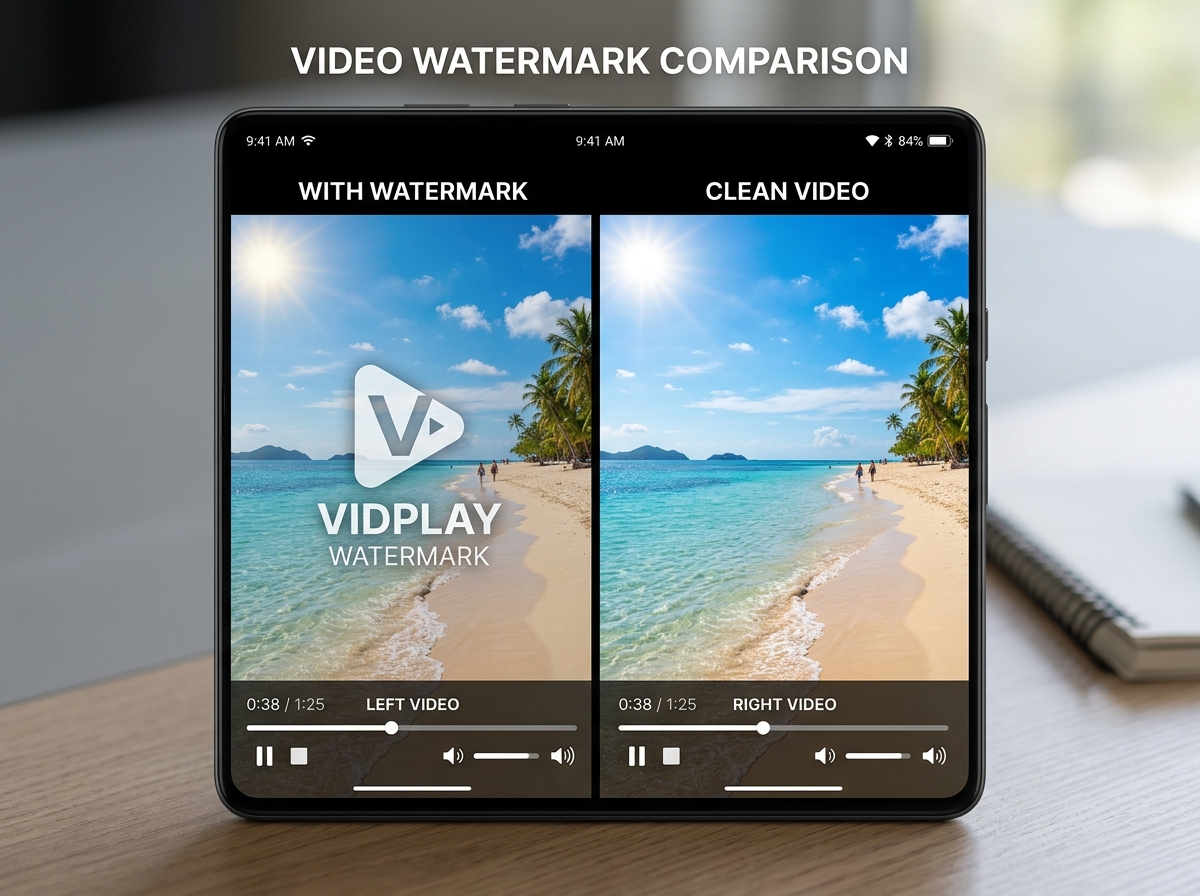 Comparison of a watermarked video versus a clean professional export - best video editing app without watermark Comparison of a watermarked video versus a clean professional export - best video editing app without watermark