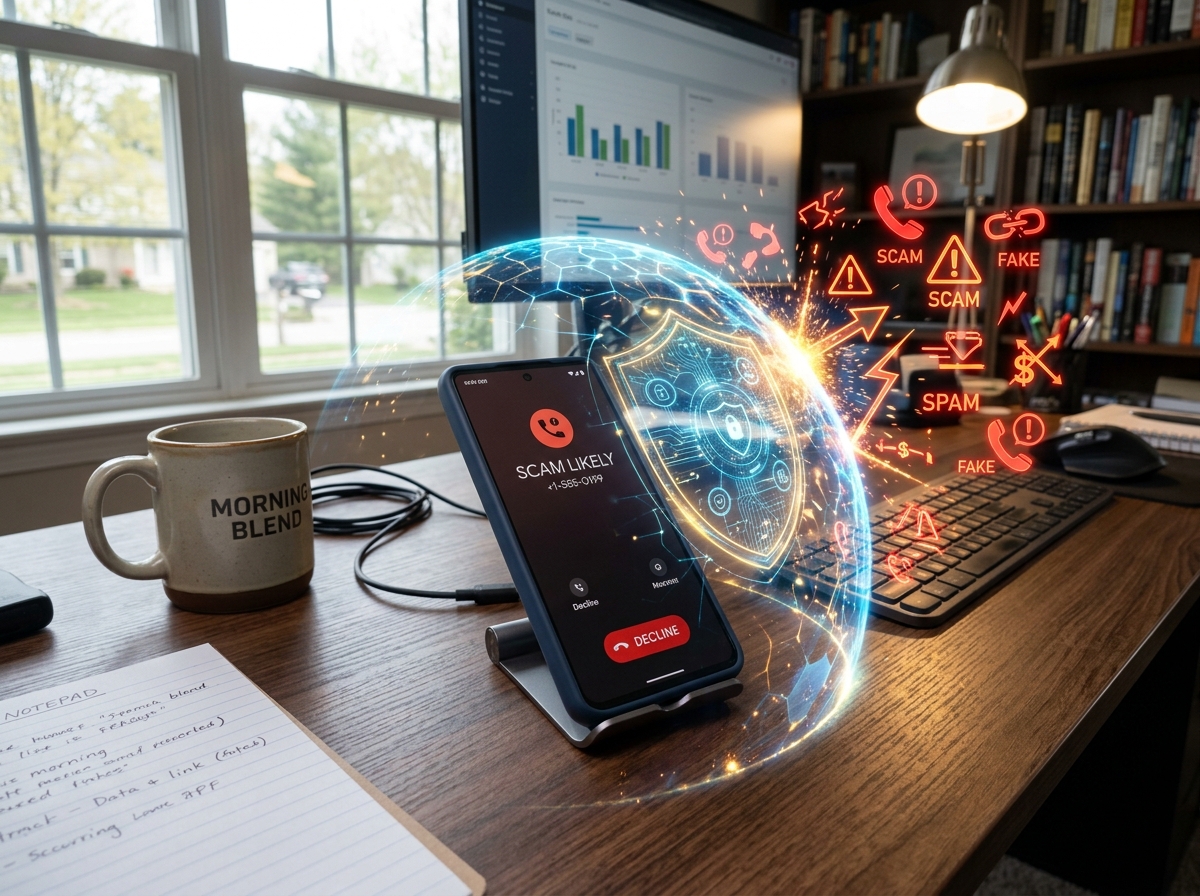 Digital shield protecting a phone from scam calls - American tax advocates scam calls Digital shield protecting a phone from scam calls - American tax advocates scam calls