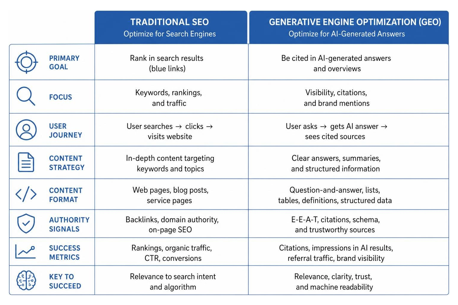 traditional SEO and Generative Engine Optimization comparison