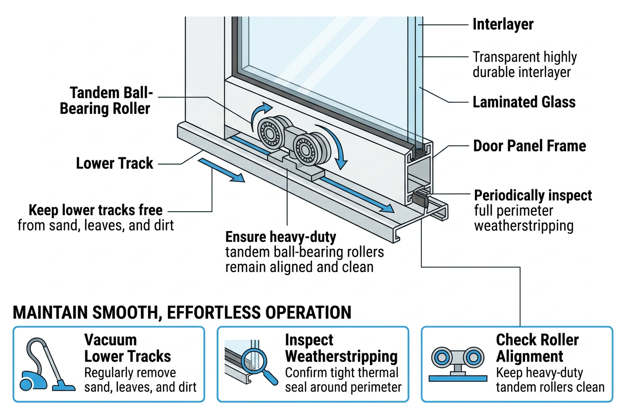 sliding door component maintenance and roller diagram