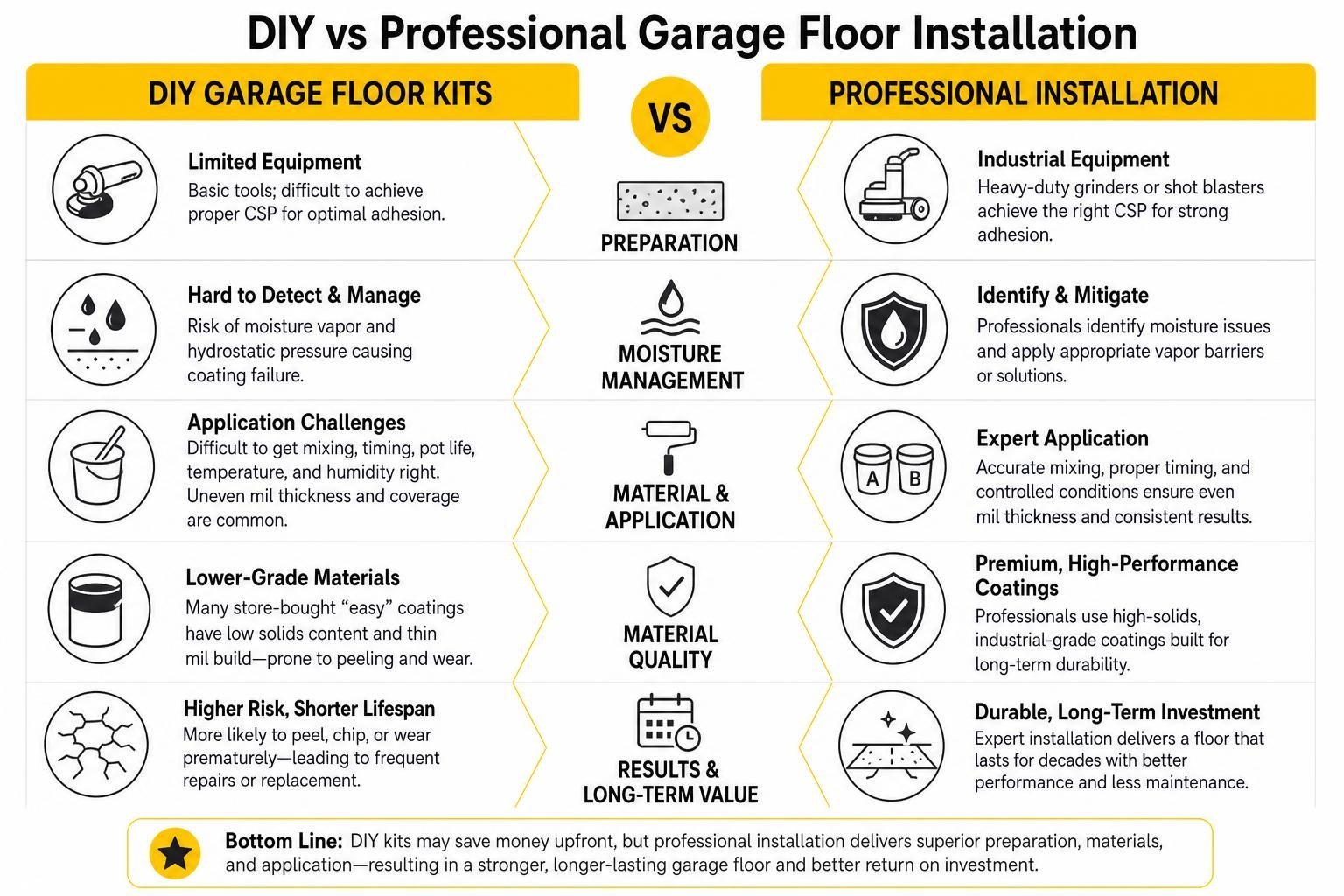 Comparison of DIY vs Professional Garage Floor Installation