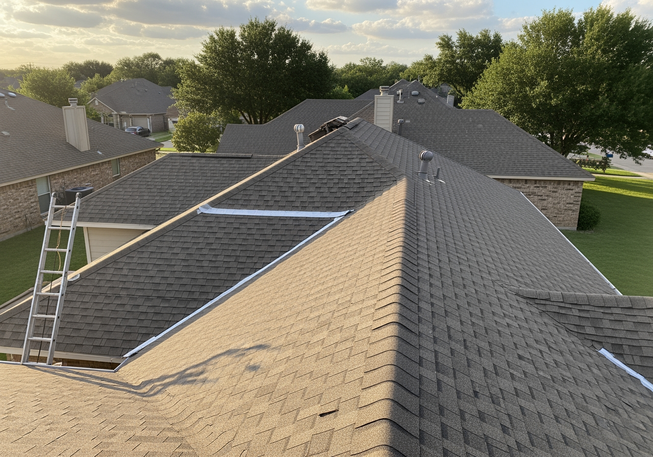 Couple reviewing a project quote with a contractor - residential roofing companies in temple tx