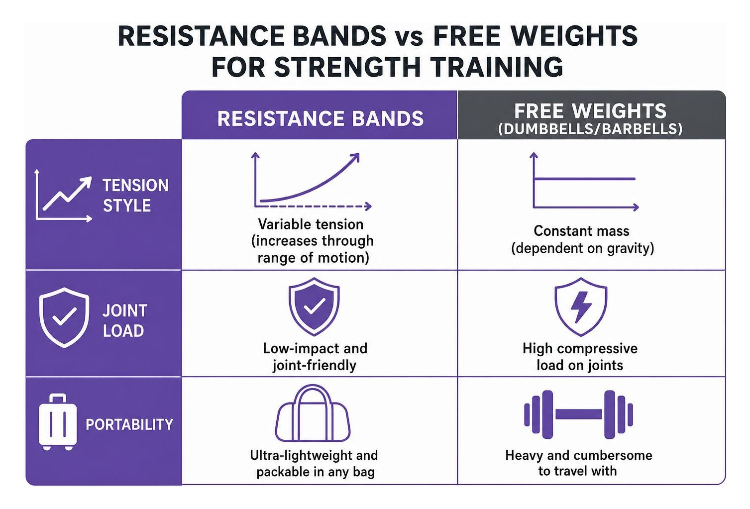 Comparison of resistance bands versus free weights for strength training
