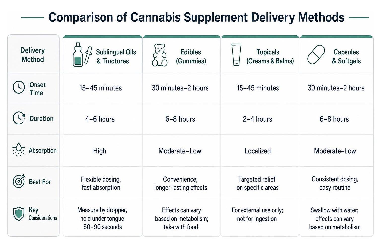 Comparison of cannabis supplement delivery methods Comparison of cannabis supplement delivery methods