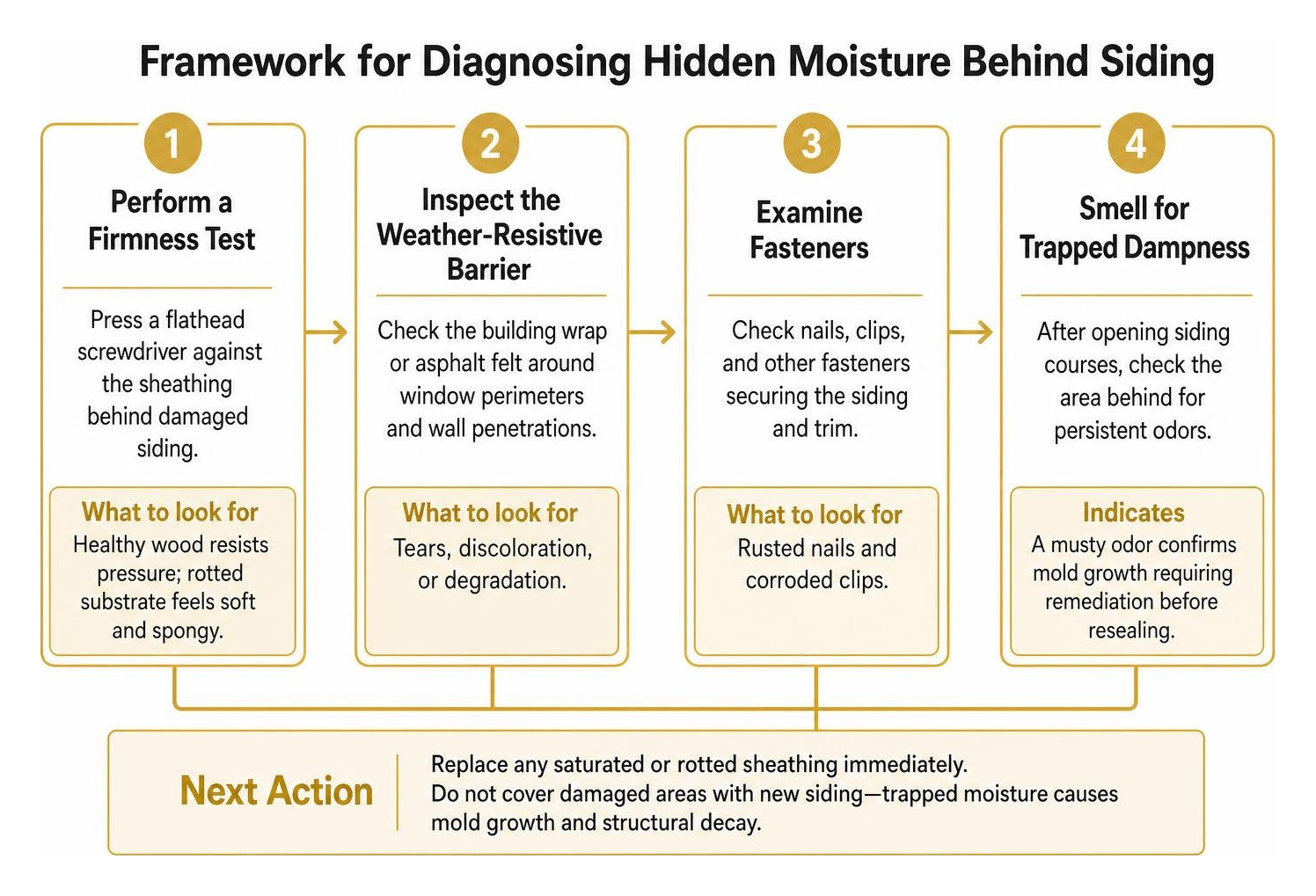 Framework for diagnosing hidden moisture behind siding