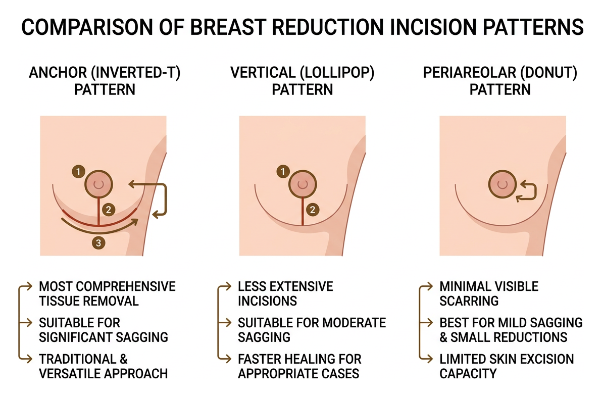 comparison of breast reduction incision patterns