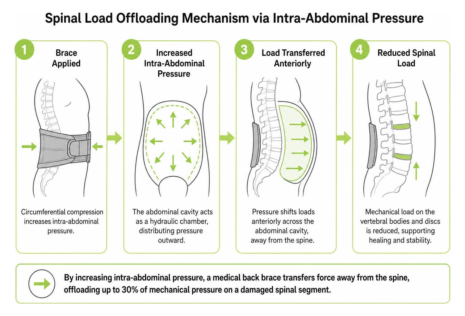 Spinal load offloading mechanism via intra-abdominal pressure Spinal load offloading mechanism via intra-abdominal pressure