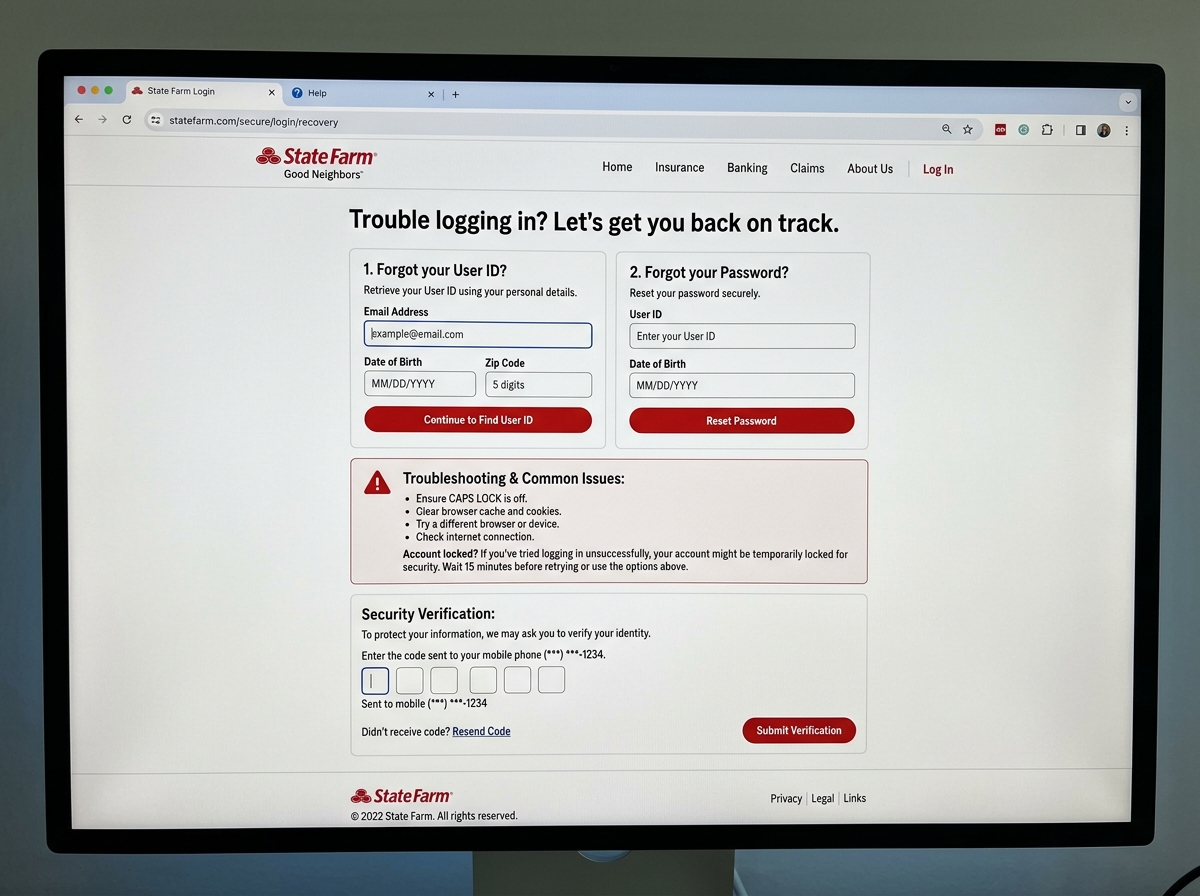 State Farm account recovery and troubleshooting screen - state farm login State Farm account recovery and troubleshooting screen - state farm login