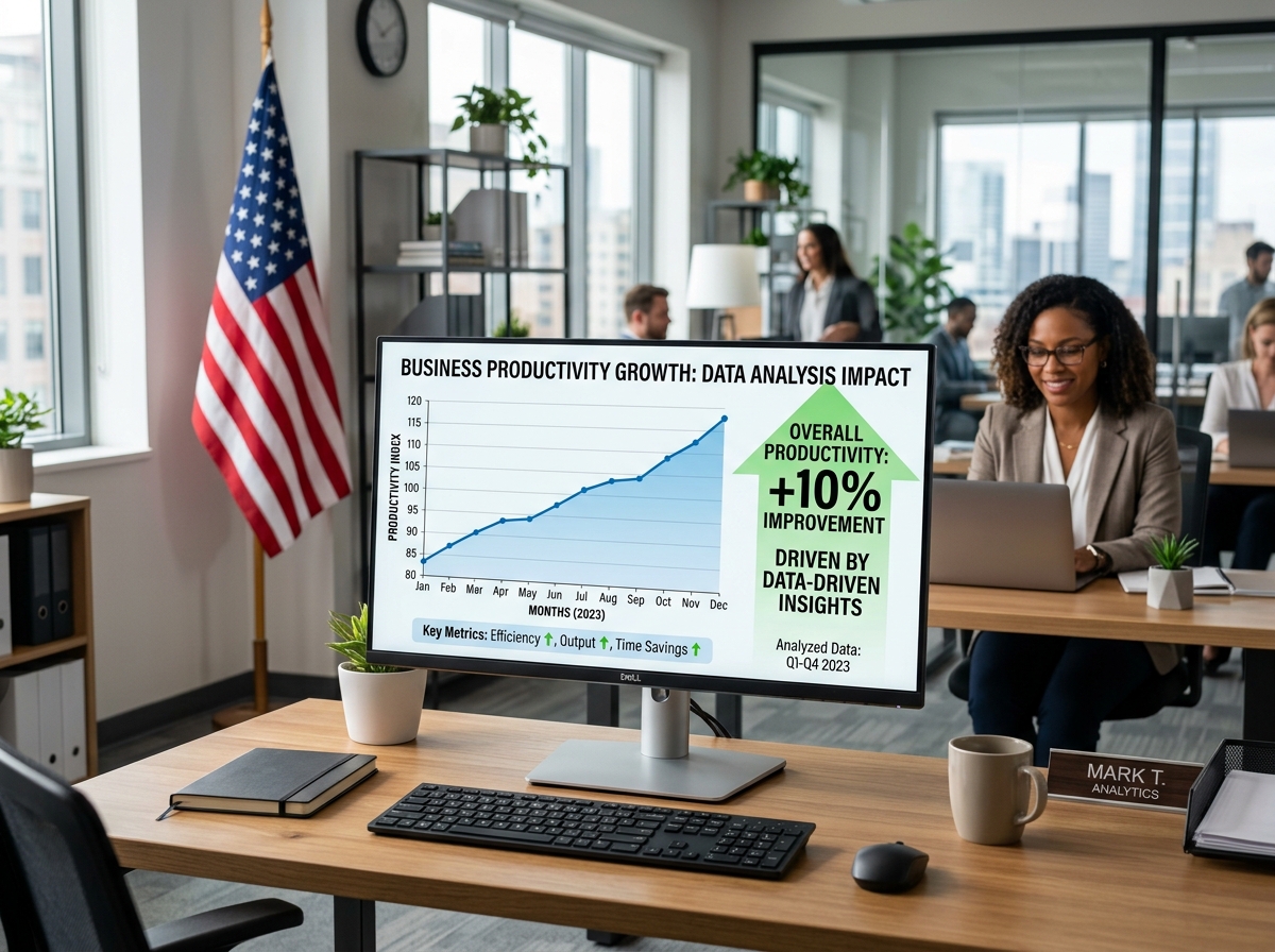 A growth chart showing a 10% improvement in business productivity through data analysis - data analytics for SMEs A growth chart showing a 10% improvement in business productivity through data analysis - data analytics for SMEs