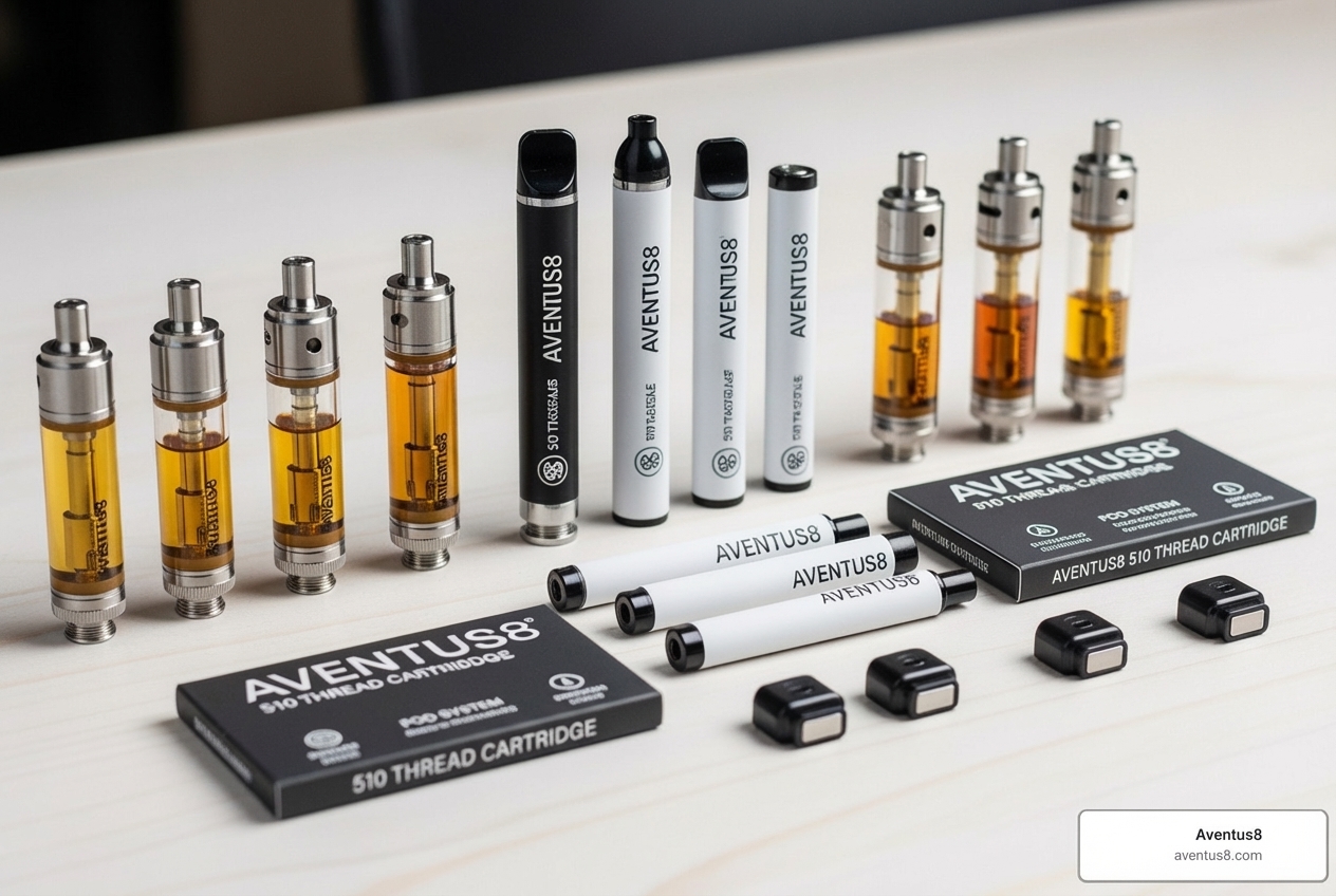 Aventus8 vape carts (510 thread, disposable, pod) with clear labels. - buy vape carts online
