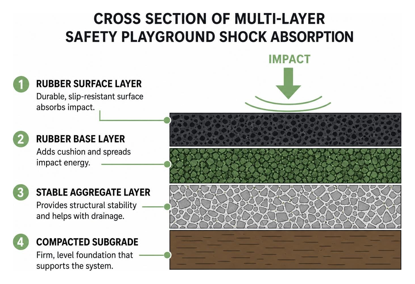 Cross section diagram of multi-layer safety playground shock absorption Cross section diagram of multi-layer safety playground shock absorption