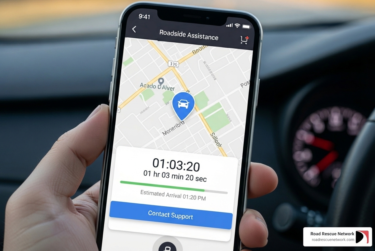 smartphone screen showing roadside assistance app - Roadside assistance provider