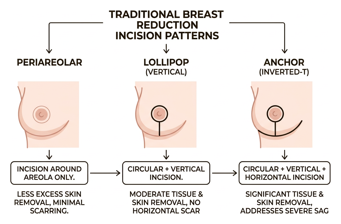diagram of traditional breast reduction incision patterns diagram of traditional breast reduction incision patterns