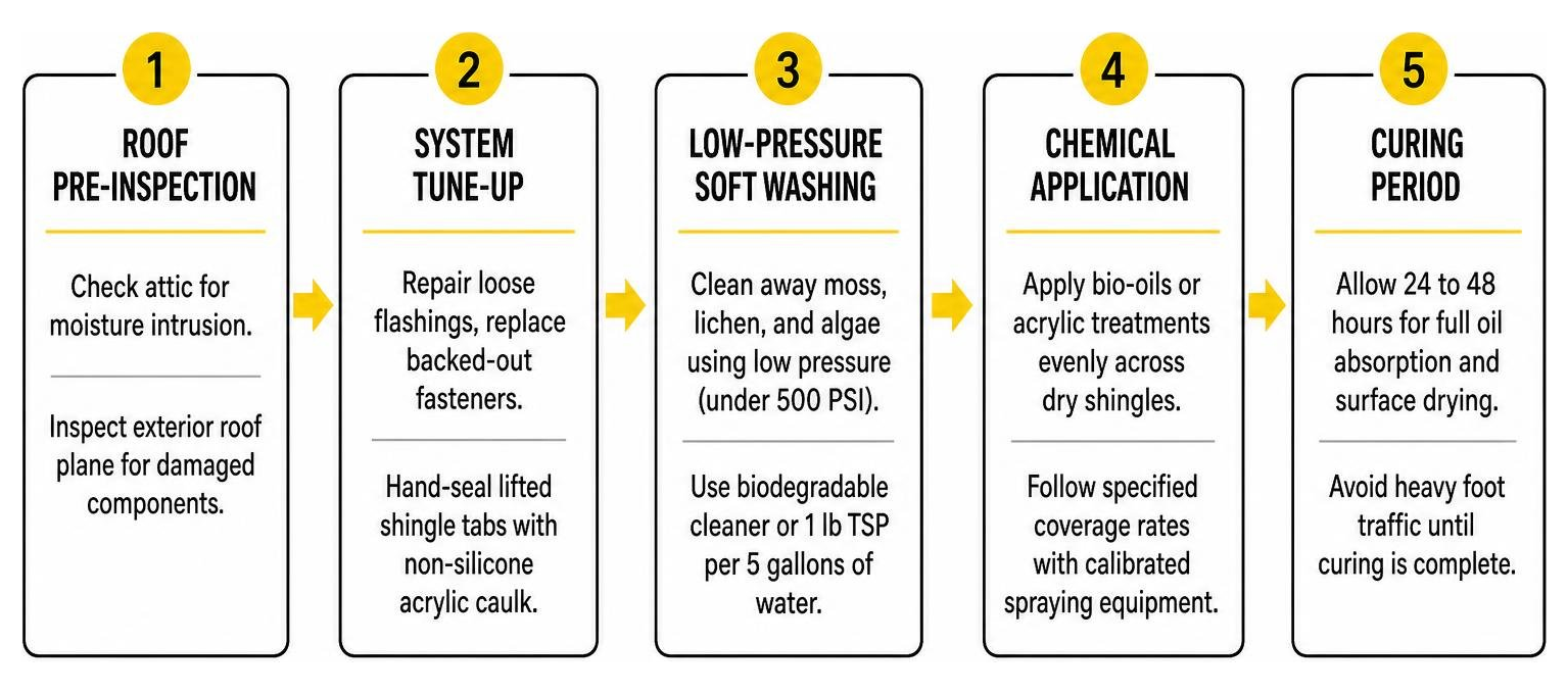 Diagram of the step-by-step roof restoration process