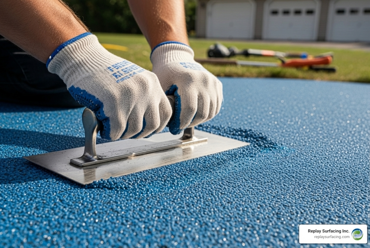 troweling process for a smooth, professional finish - pour in place rubber surfacing charlotte nc