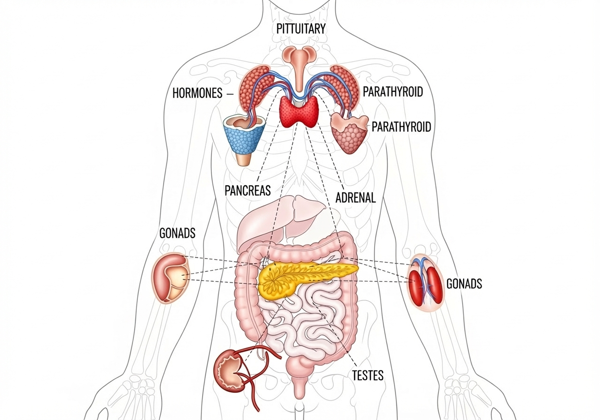 a diagram showing the endocrine system - erectile dysfunction treatment
