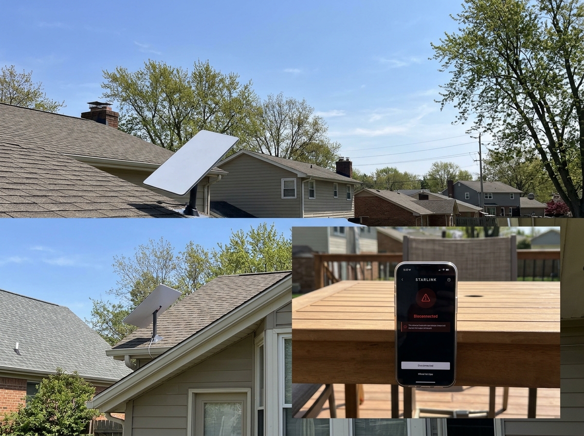 Starlink dish installed on Australian roof with signal drops and connection issues - starlink troubleshooting guide