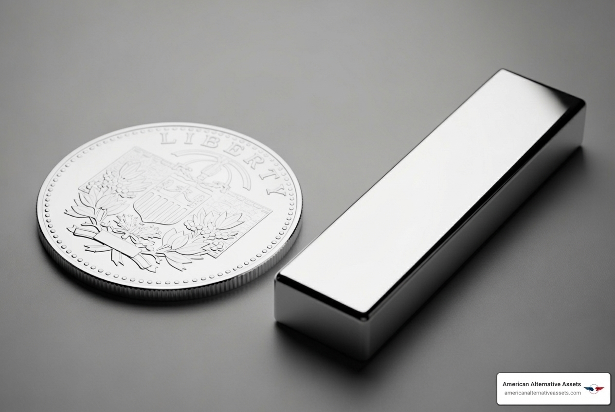 showcasing the difference between a silver coin and a silver bar - Silver bullion investment