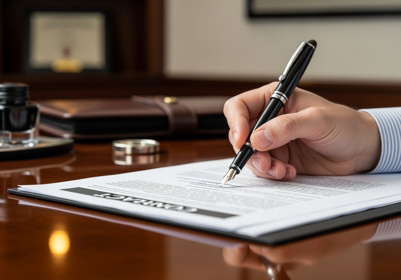 signed legal agreement document - Truck accident attorney fees signed legal agreement document - Truck accident attorney fees