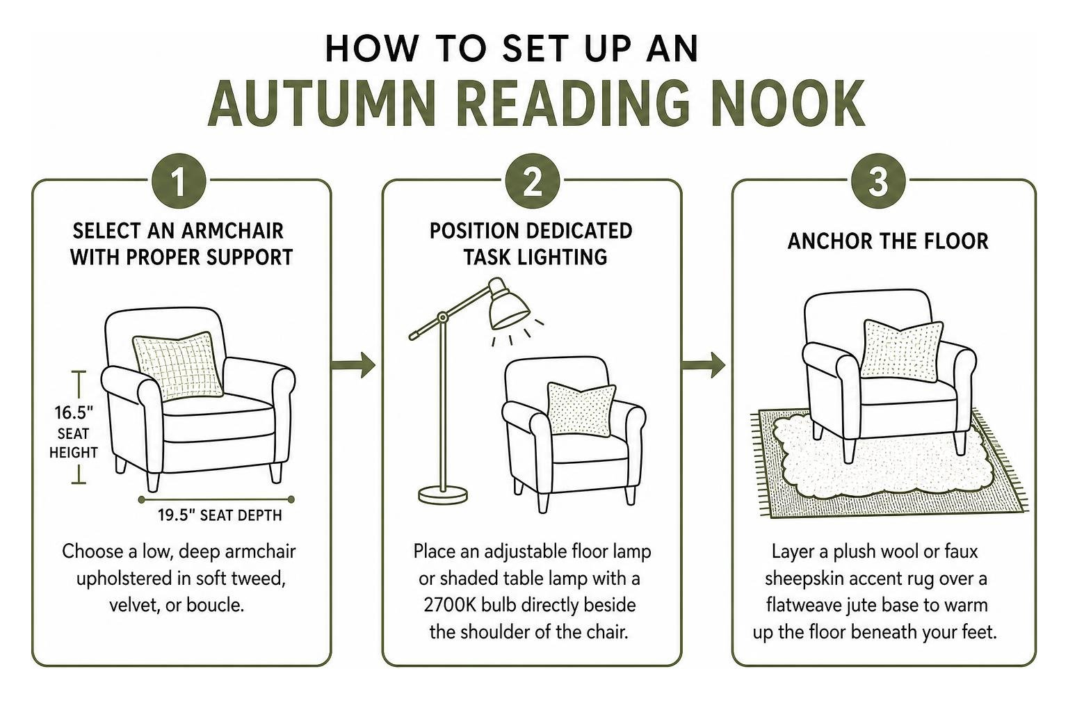 how to set up an autumn reading nook step by step