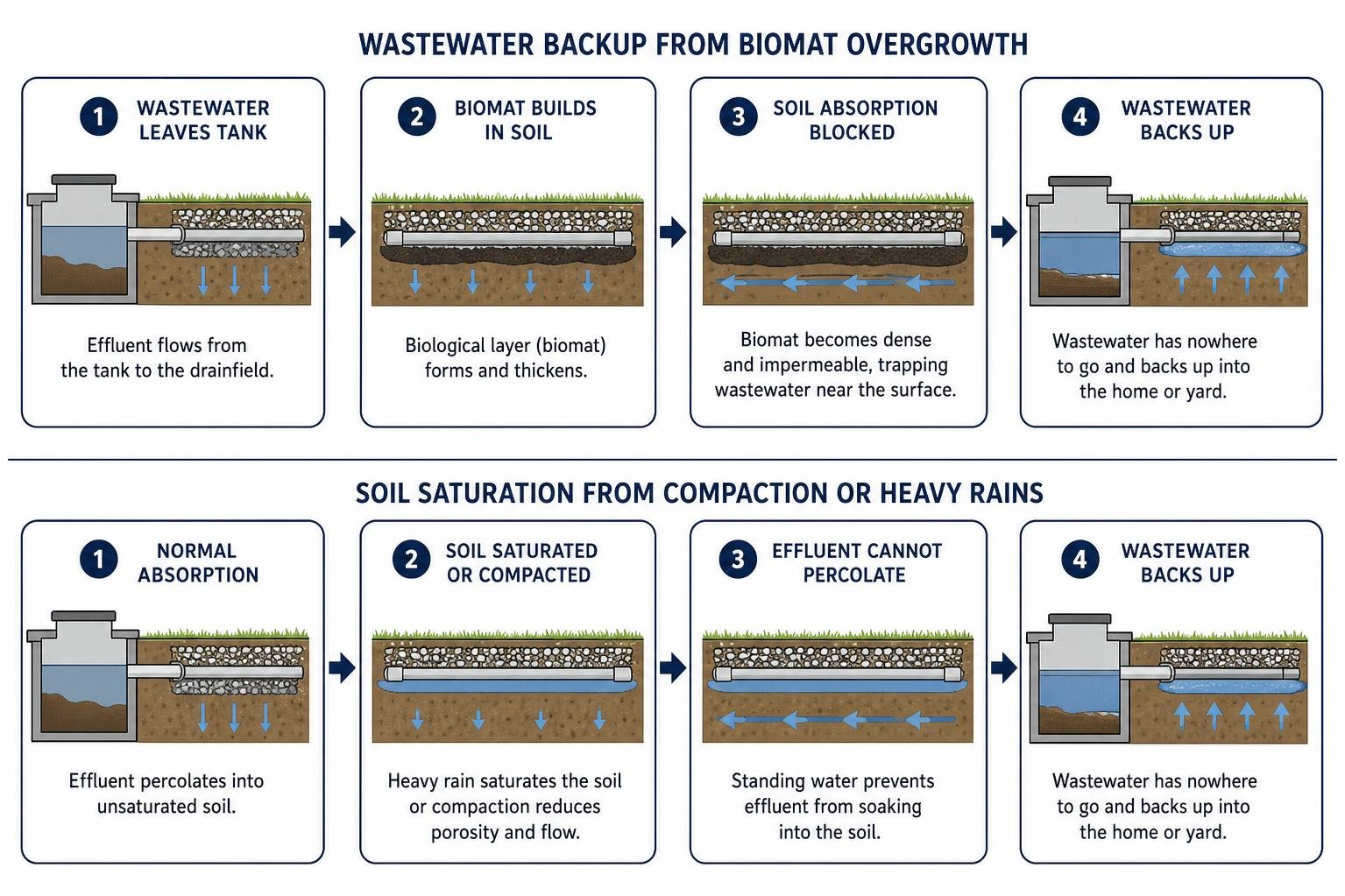 diagram of wastewater backup and soil saturation