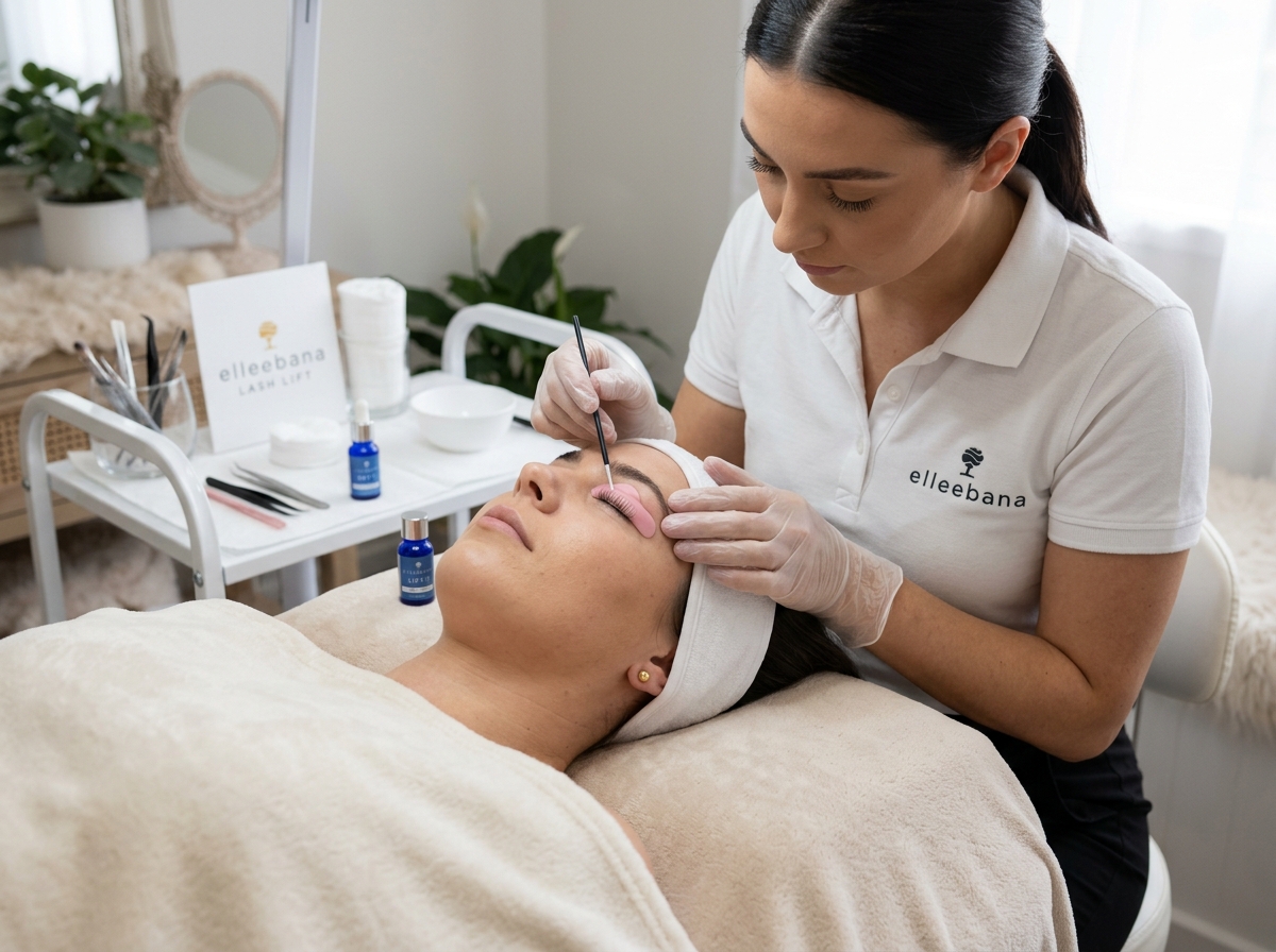 Client receiving a lash lift treatment - Where can I find the best lash lift in San Antonio for professional Elleebana