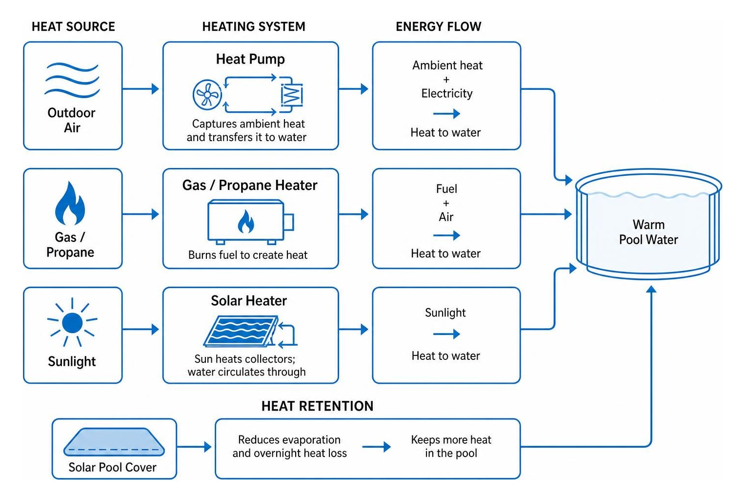 pool heating mechanisms and energy flow pool heating mechanisms and energy flow