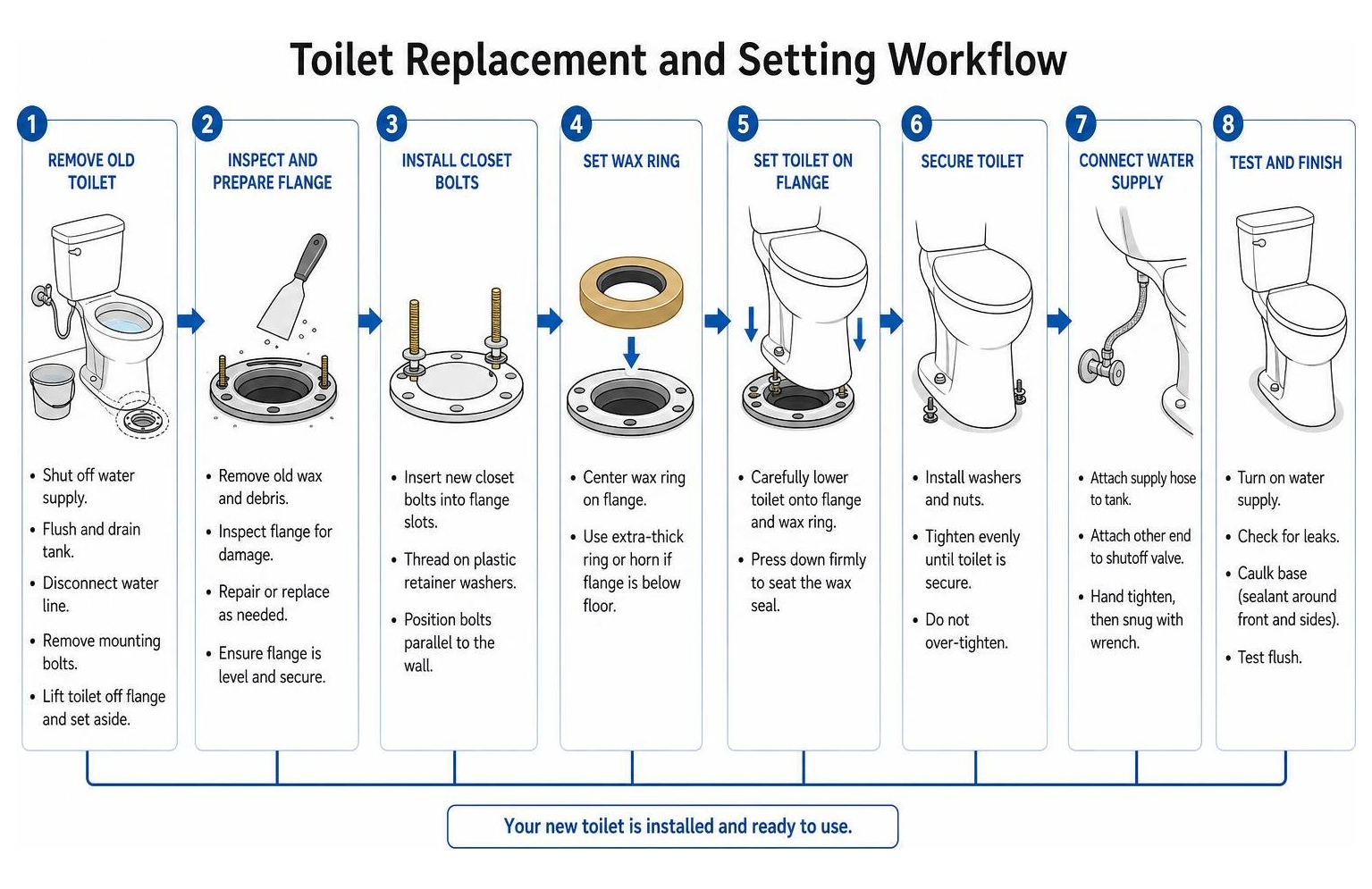 toilet replacement and setting workflow diagram toilet replacement and setting workflow diagram