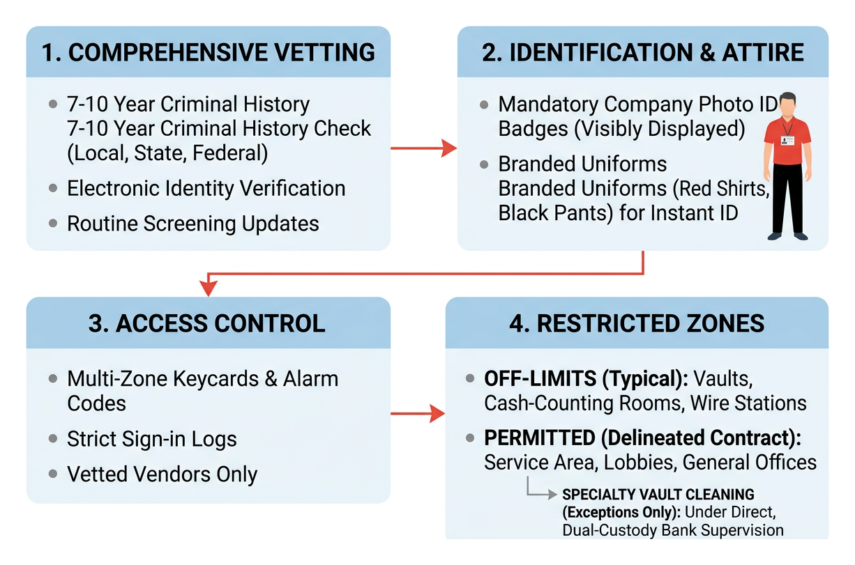 Security protocol framework for cleaning restricted financial zones